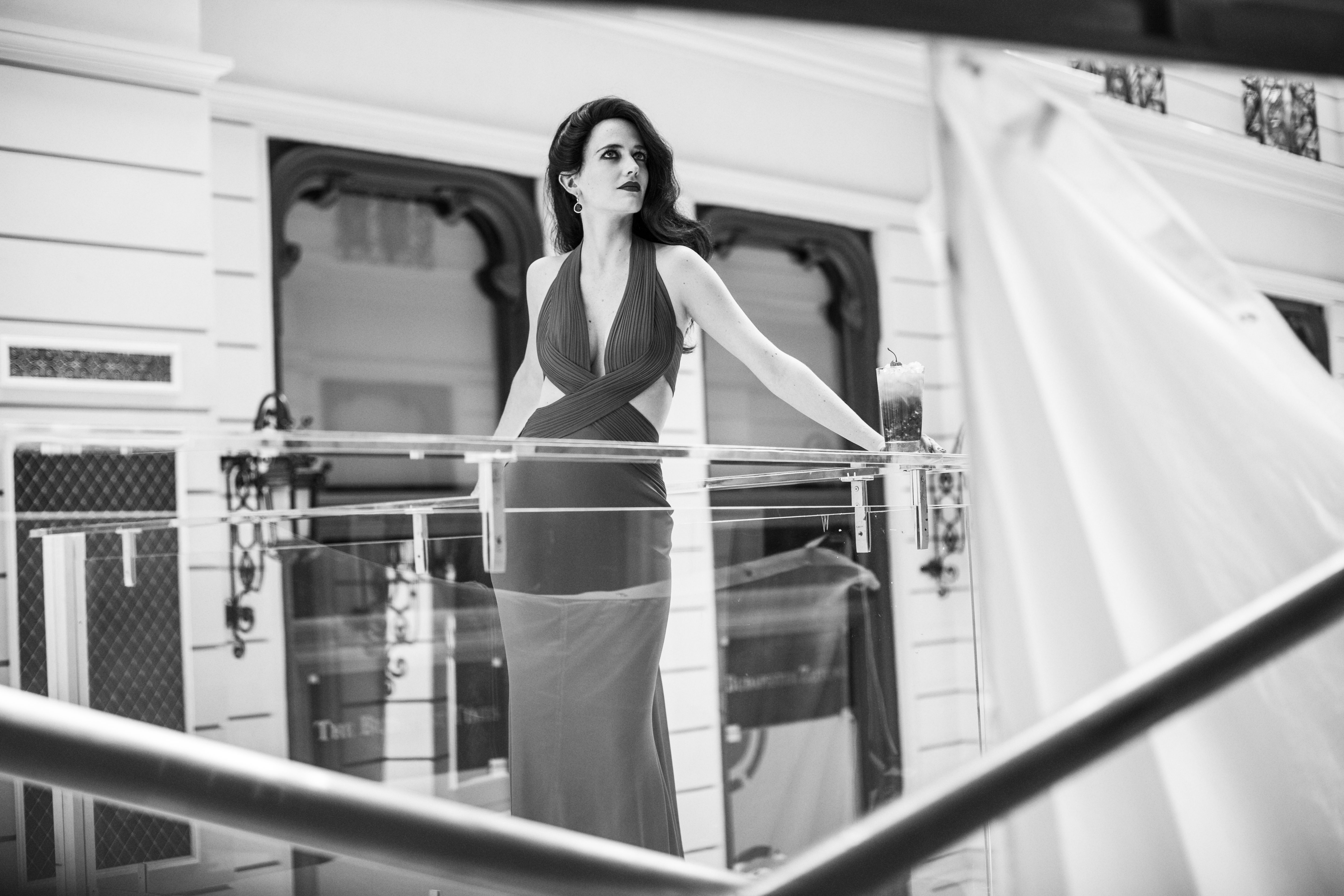 Download Black & White Dress Actress French Celebrity Eva Green 4k