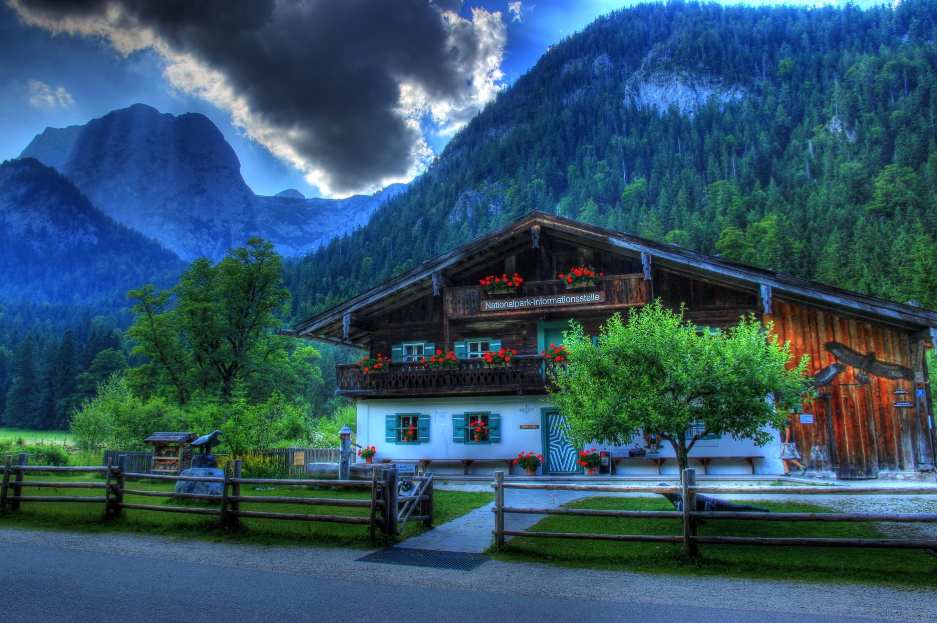 Download Alps Bavaria Tree Mountain Fence Man Made Hotel HD Wallpaper