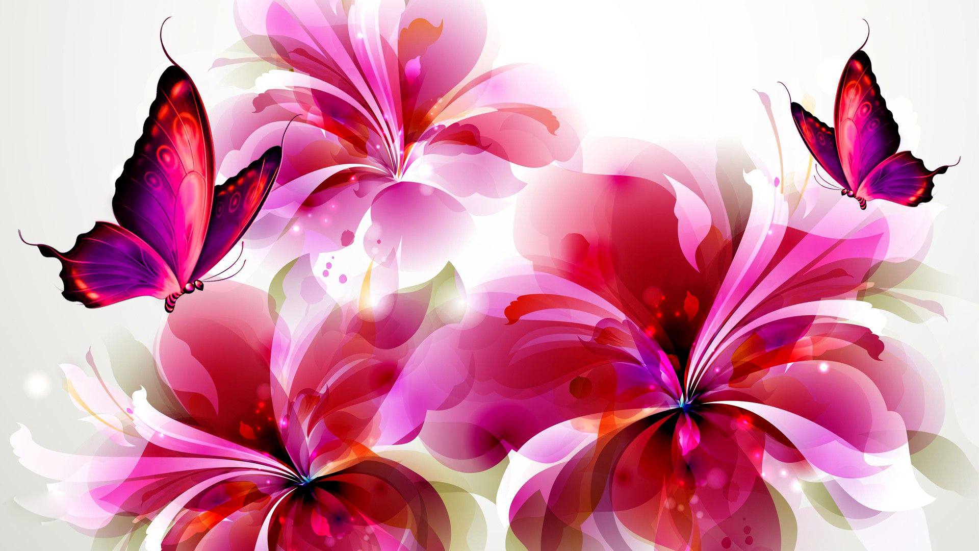 Download Pink Butterfly Artistic Flower HD Wallpaper