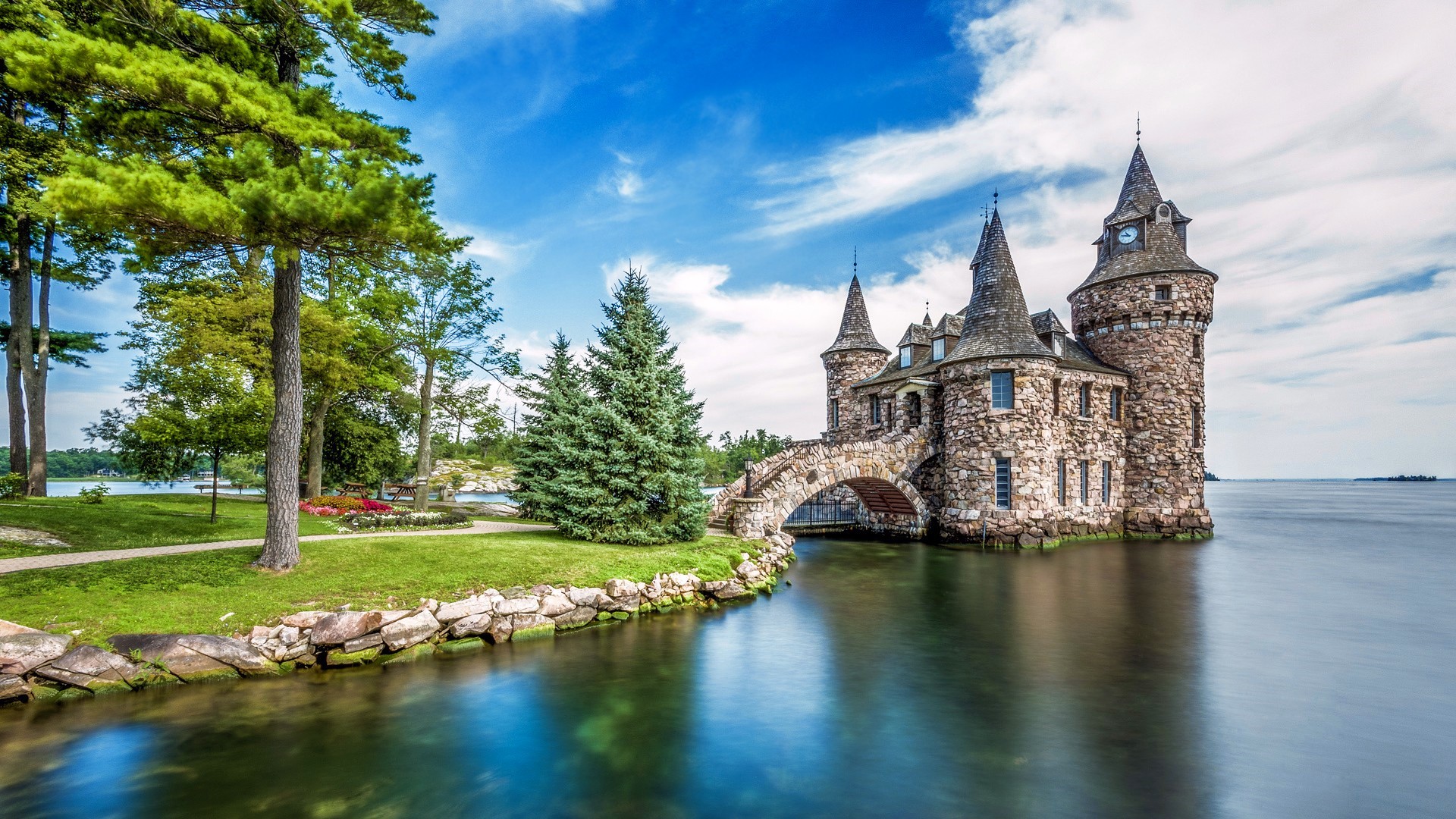 Download USA New York Castle Heart Island Man Made Boldt Castle HD