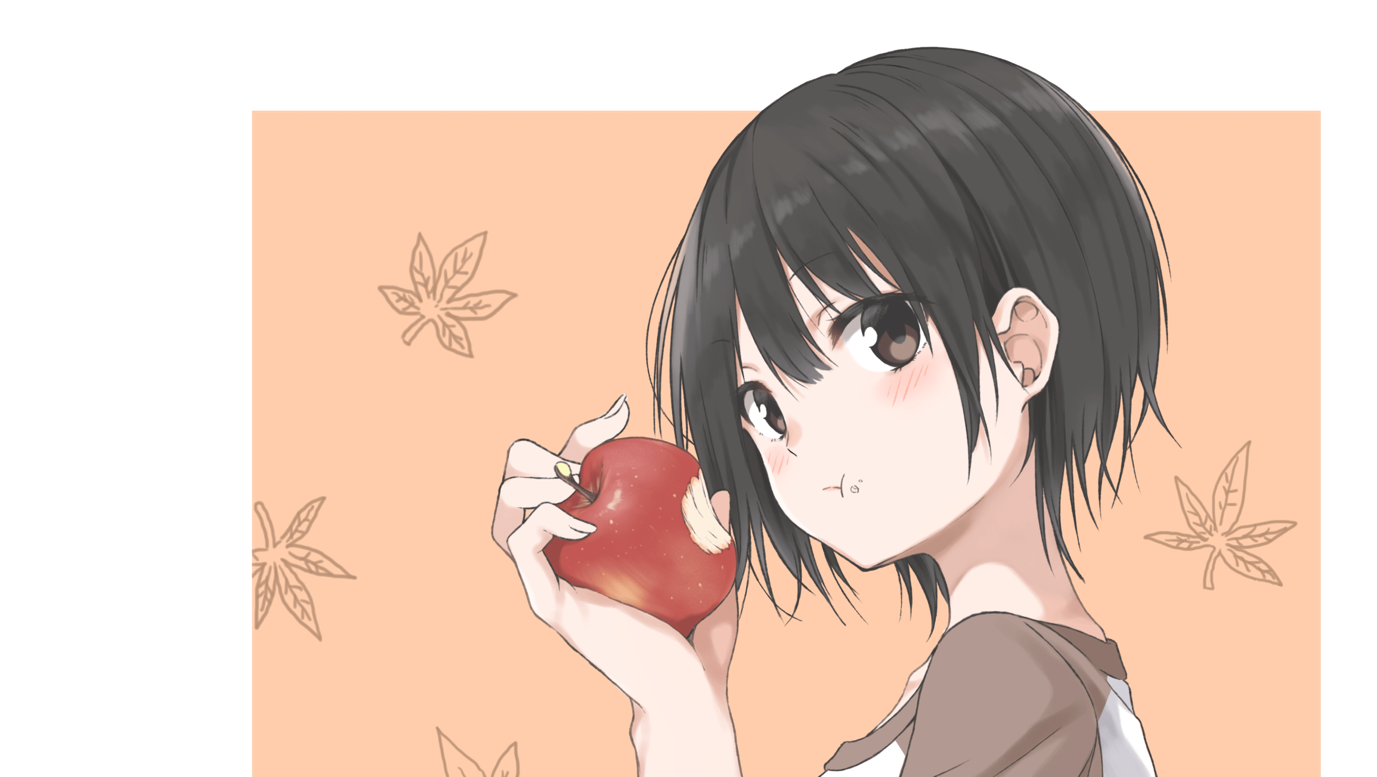 Anime Wallpaper HD Eating Apple Anime Girl Wallpaper