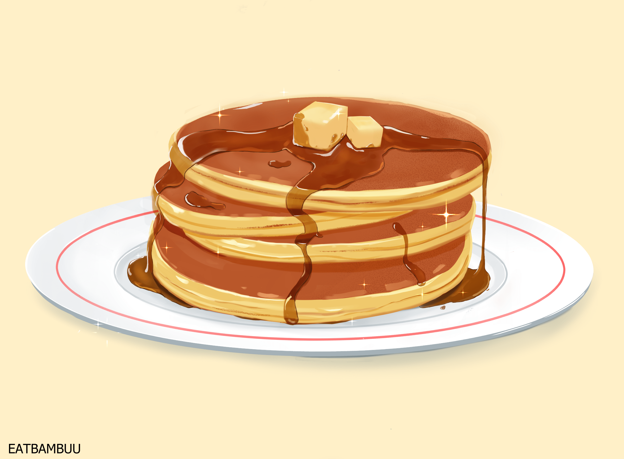 Download Pancake Anime Food HD Wallpaper by 笹食べさん