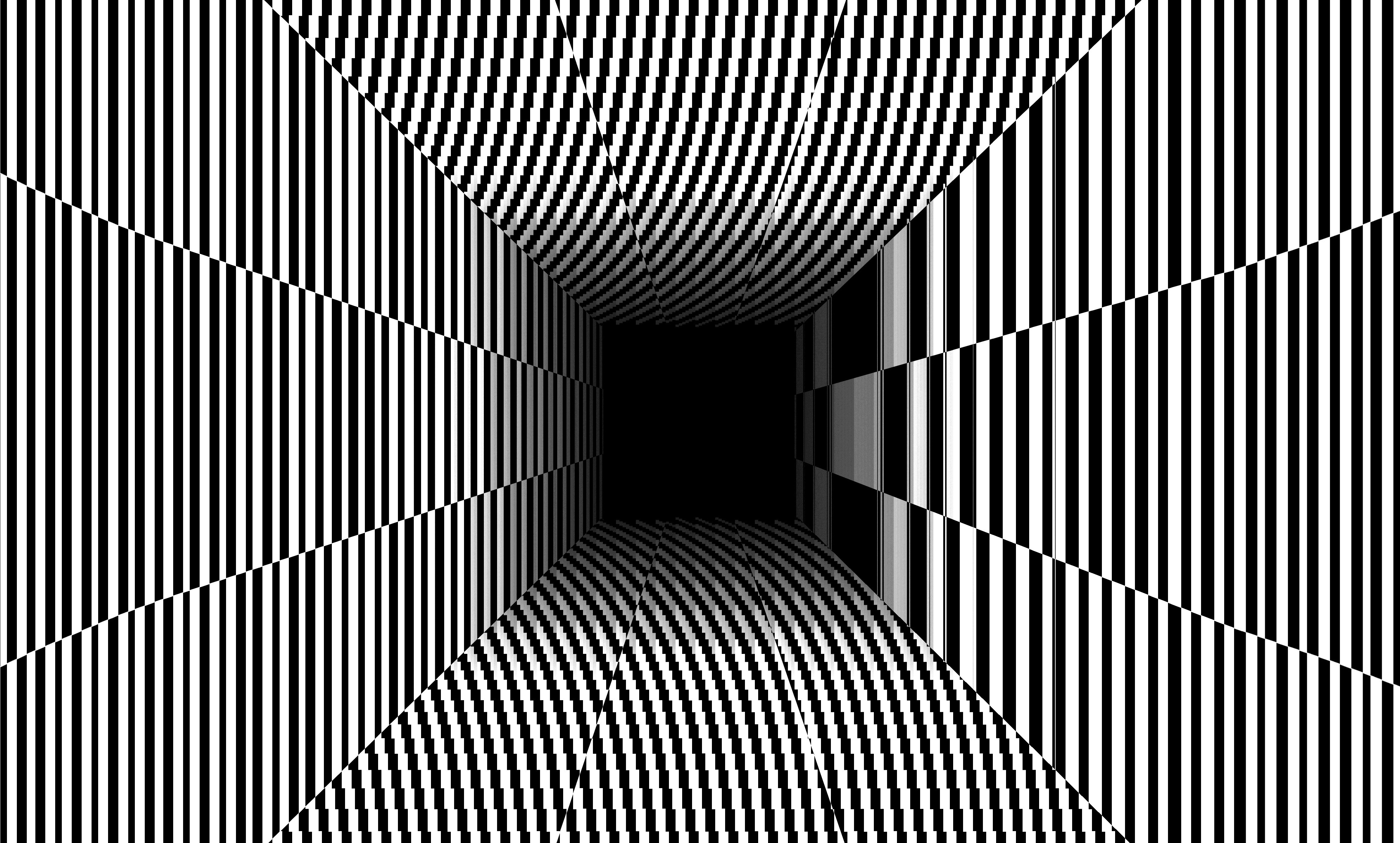 Download Tunnel Abstract Black & White 4k Ultra HD Wallpaper