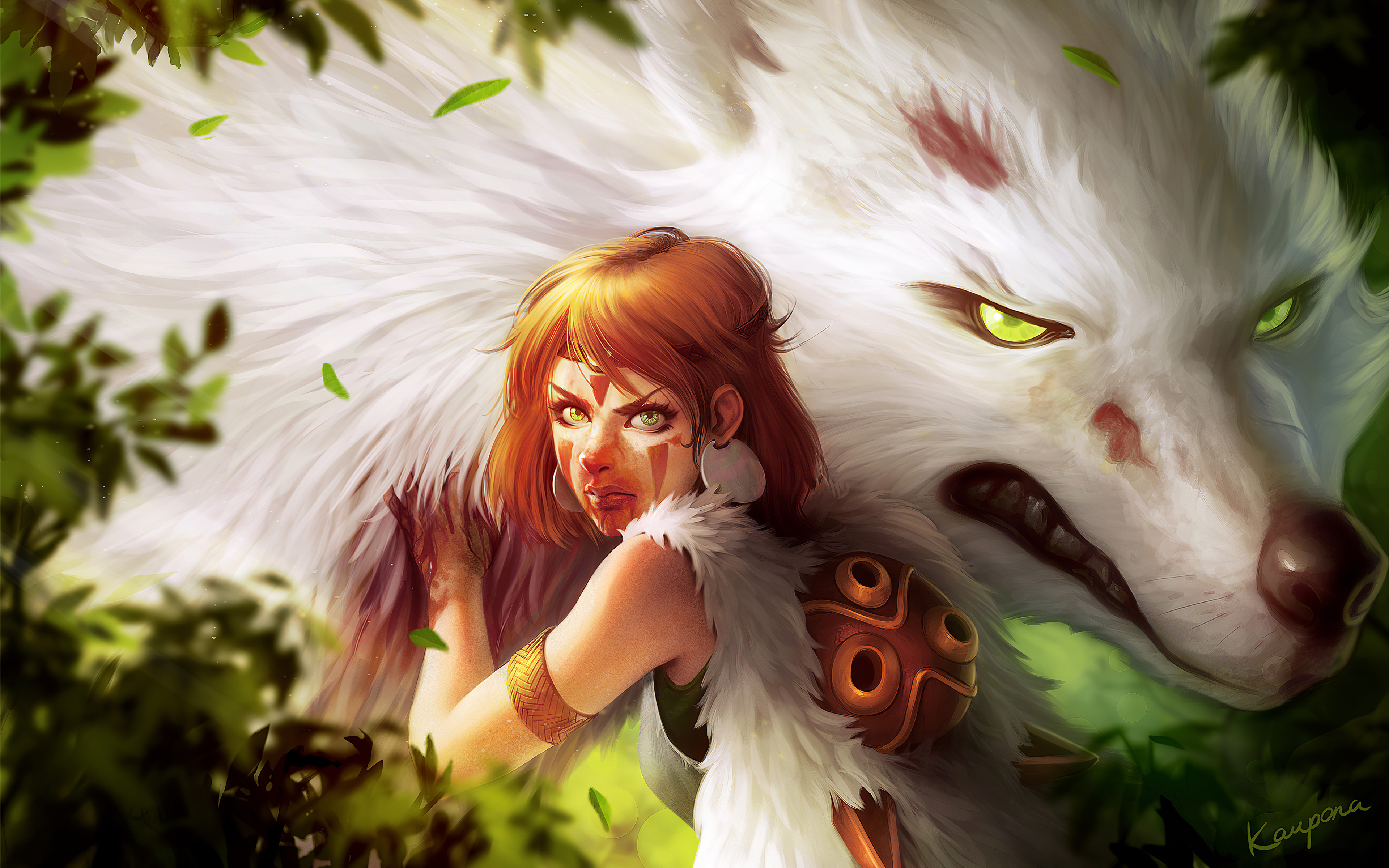 Download Wolf Anime Princess Mononoke 4k Ultra HD Wallpaper by Kampona