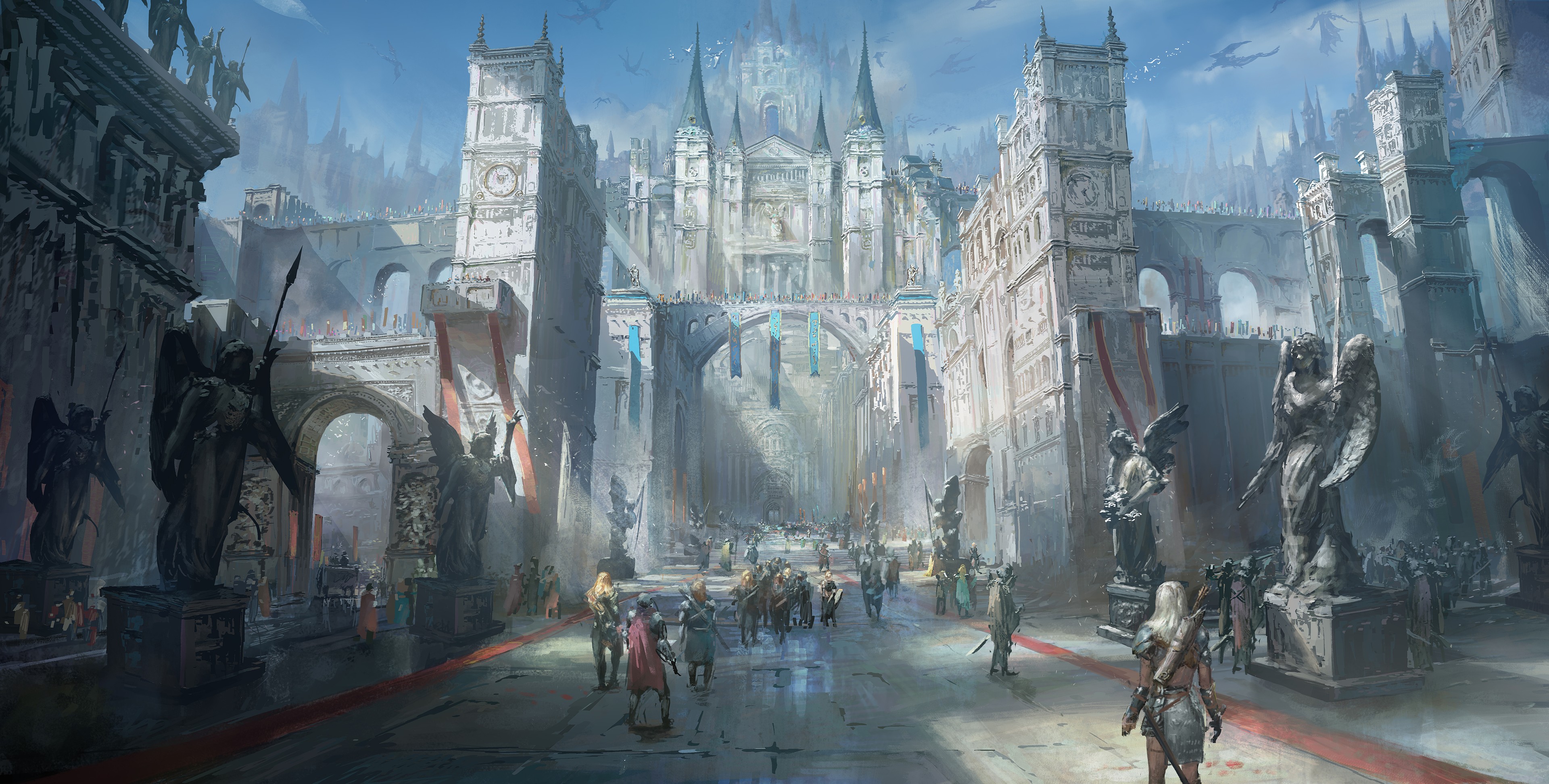 Fantasy City HD Wallpaper Background Image 3840x1944
