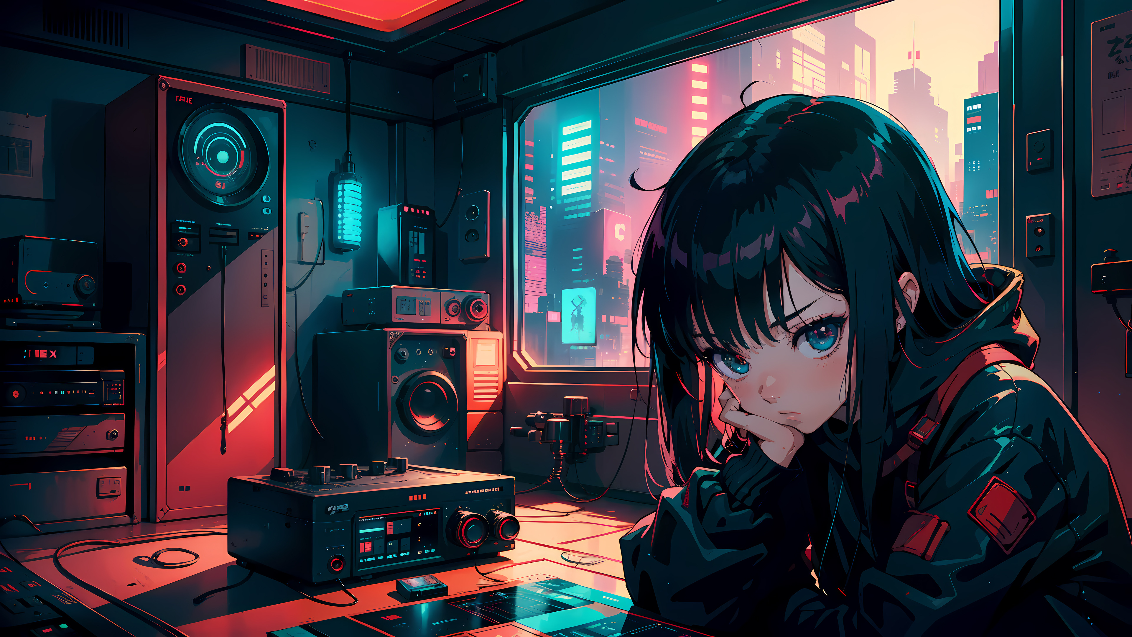 Anime Girl Lofi Vibes HD Wallpaper