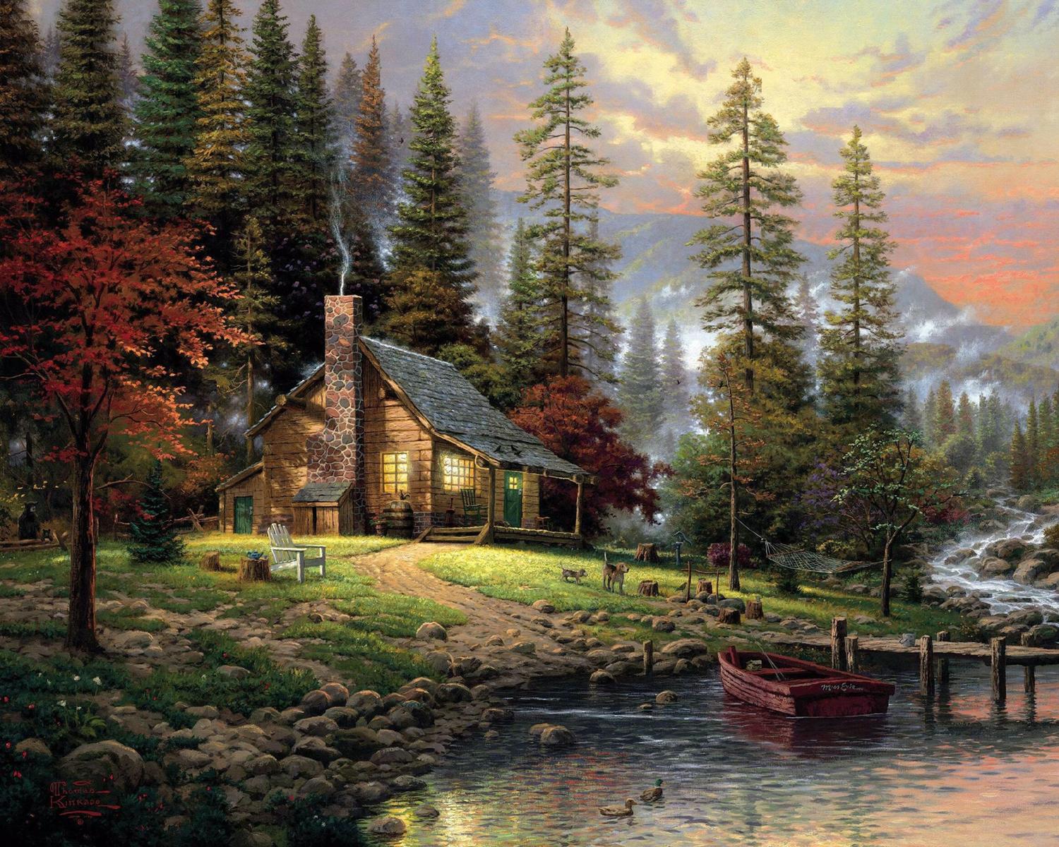 **Artistic Serenity A Charming House HD Wallpaper**