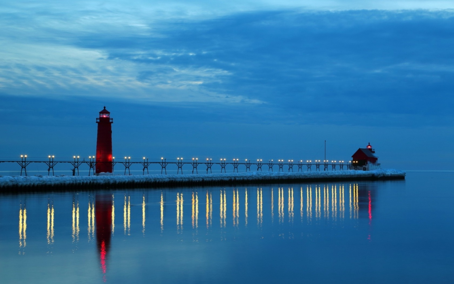 Serene Lighthouse Reflection HD Wallpaper