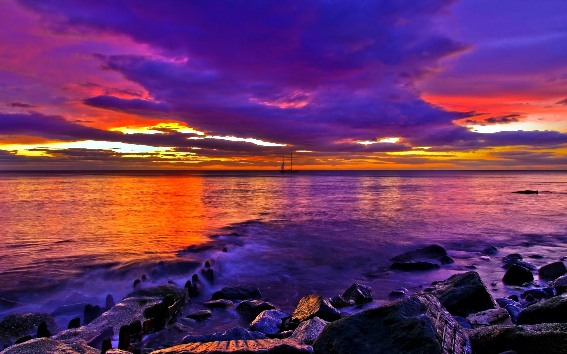 Coucher de Soleil Fond d'écran HD ArrièrePlan
