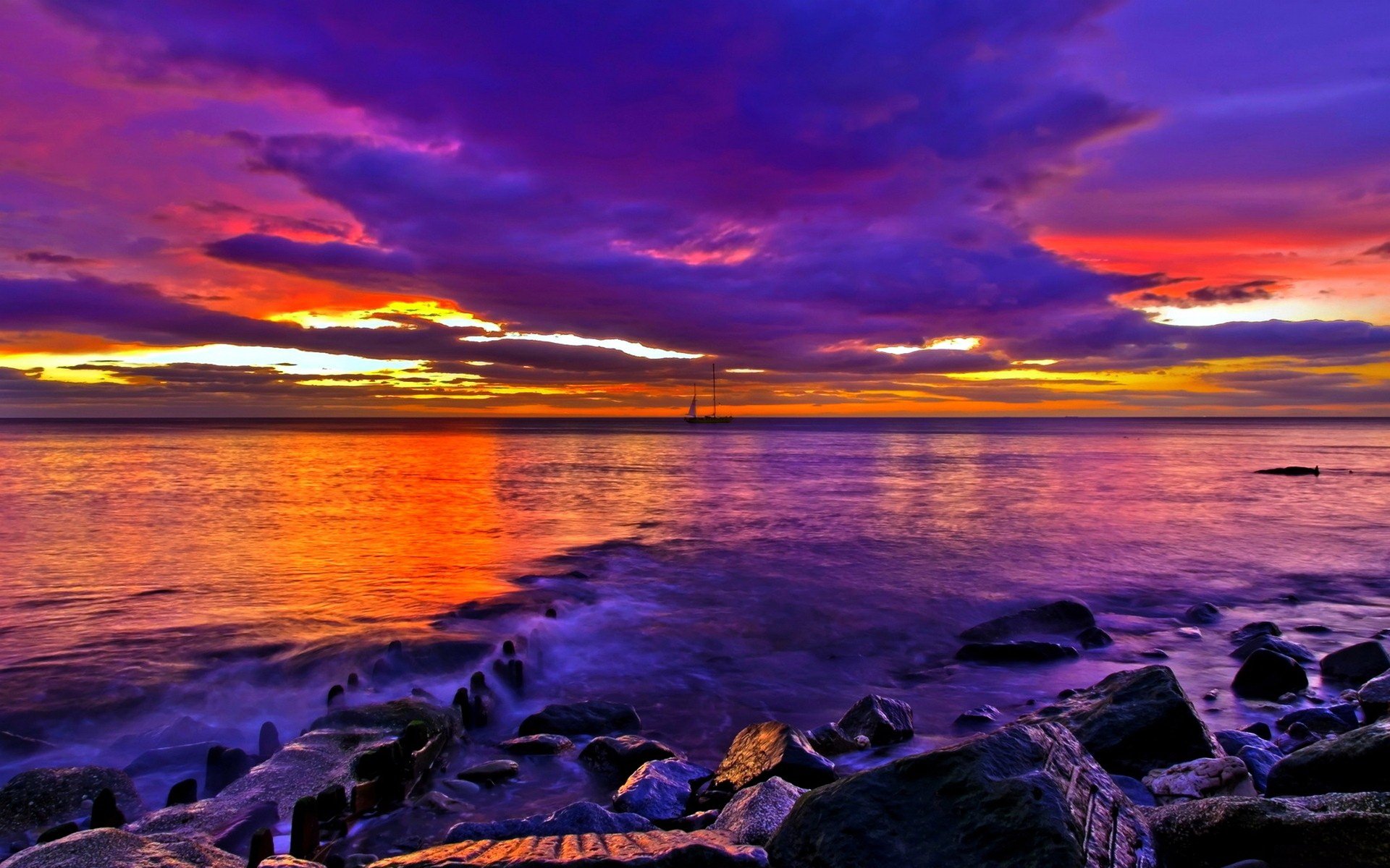 Coucher de Soleil Fond d'écran HD ArrièrePlan
