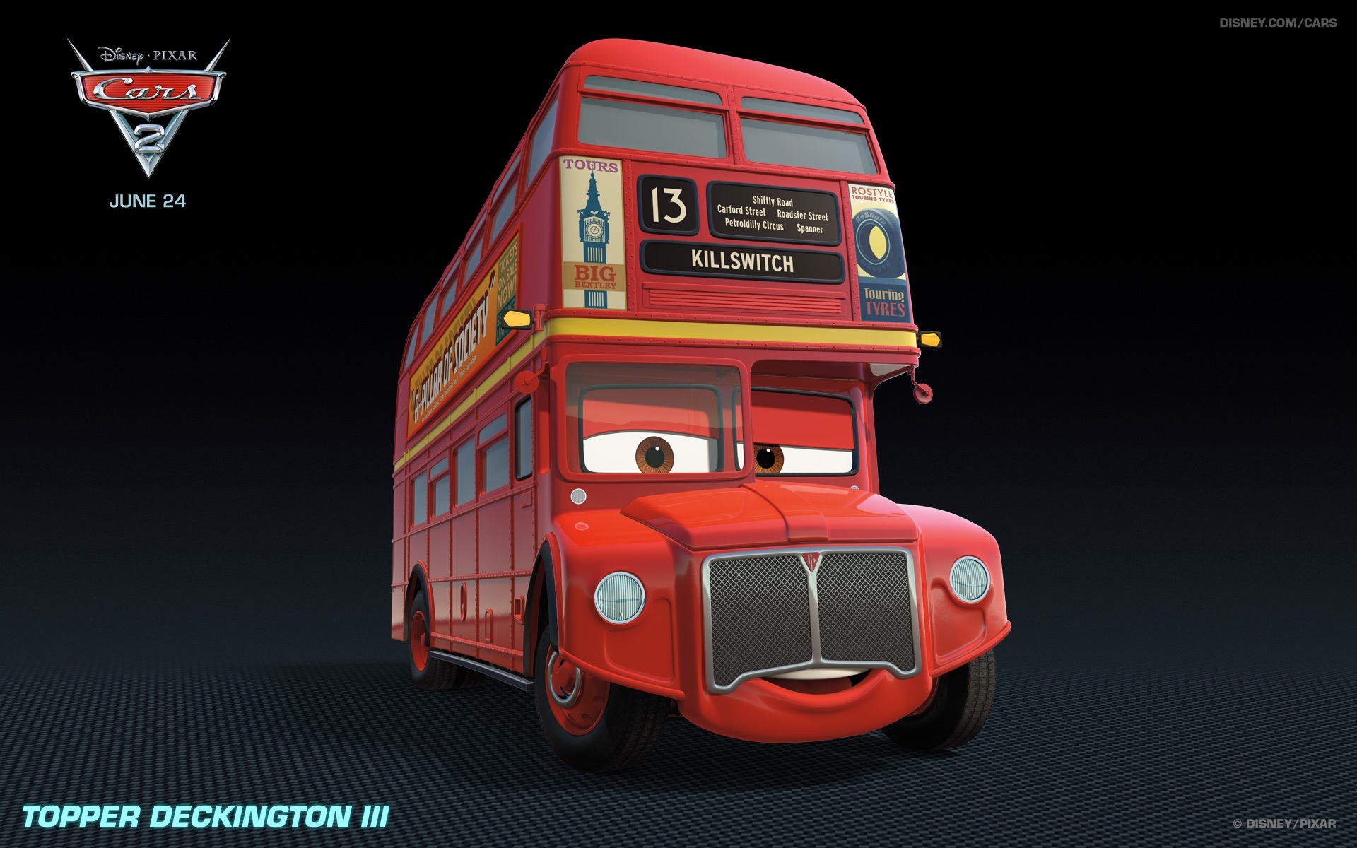 Download Pixar Disney Car Bus Movie Cars 2 HD Wallpaper