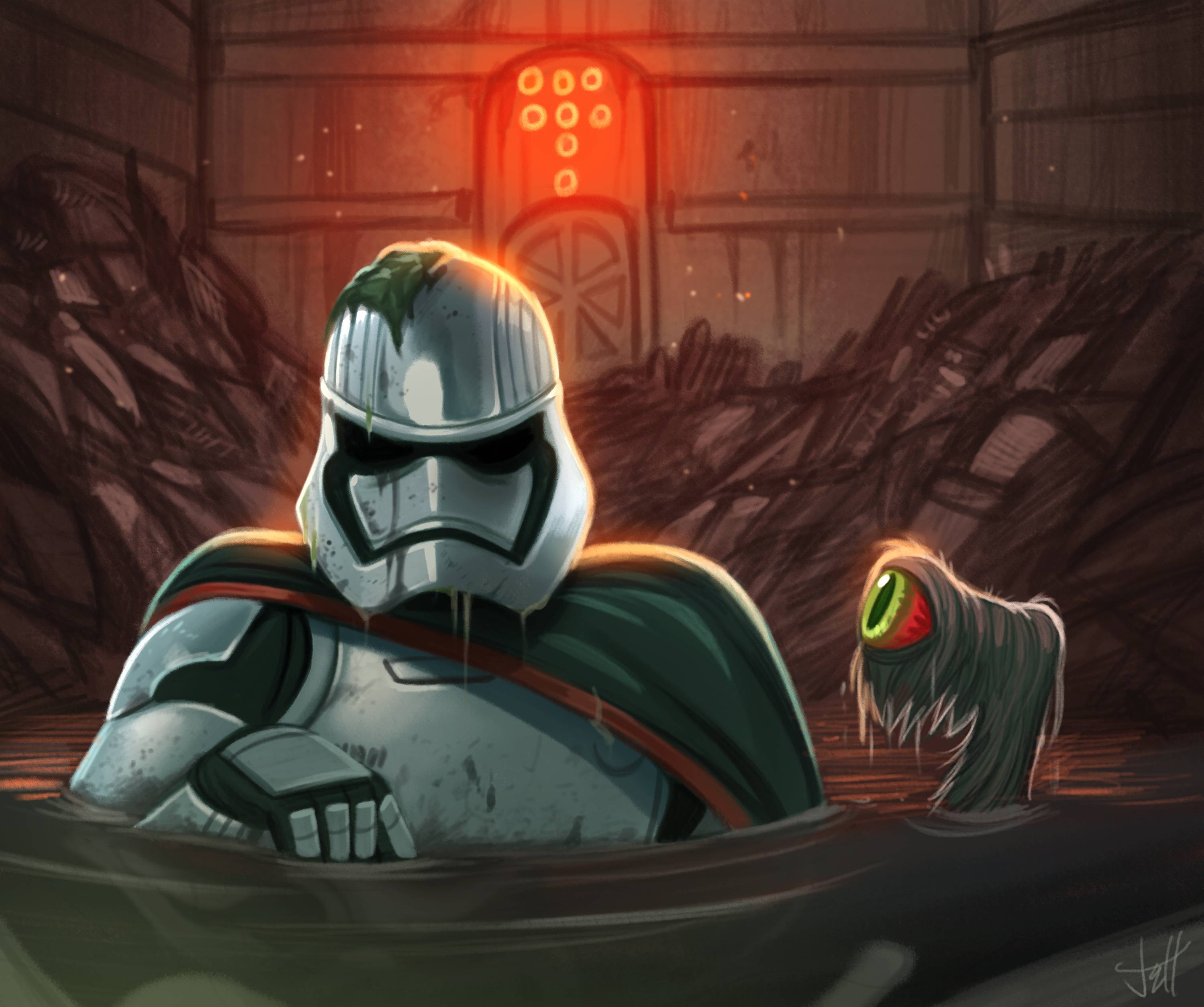 Captain Phasma trapped in the trash compactor Full HD Fond d'écran and