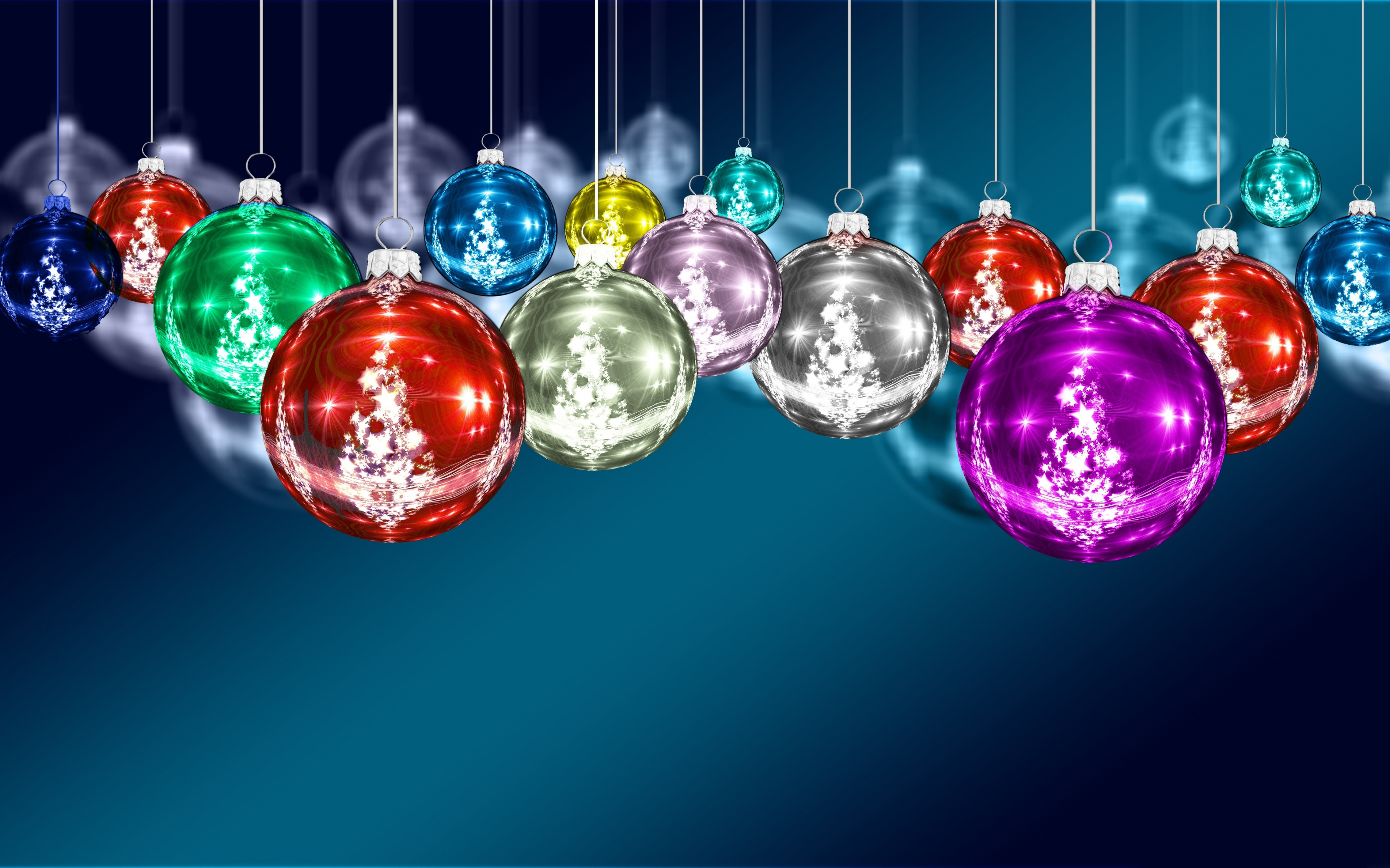 Colorful Christmas Ornaments 4k Ultra HD Wallpaper Background Image