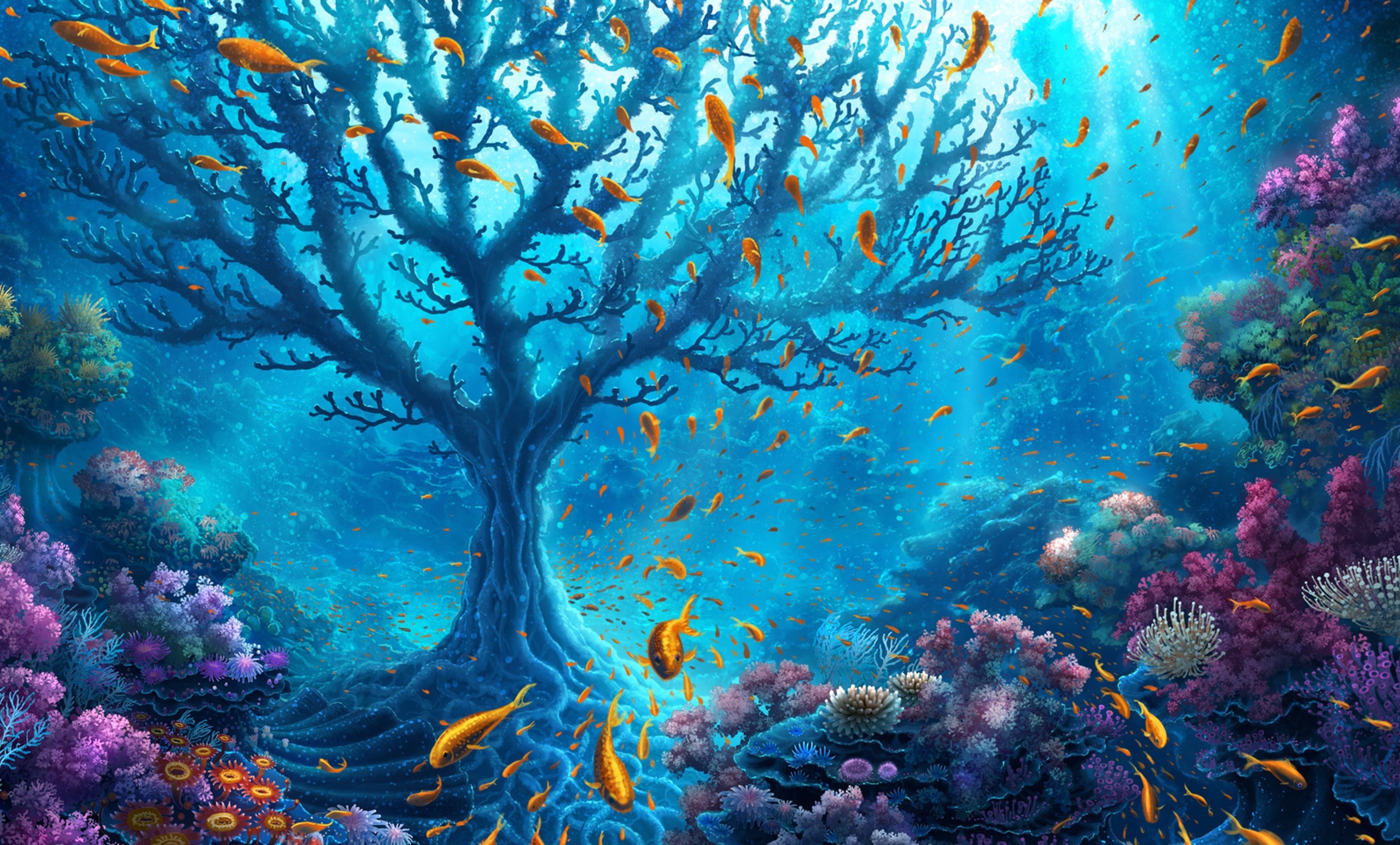 Sunlit Coral Forest HD Wallpaper by Kiarya