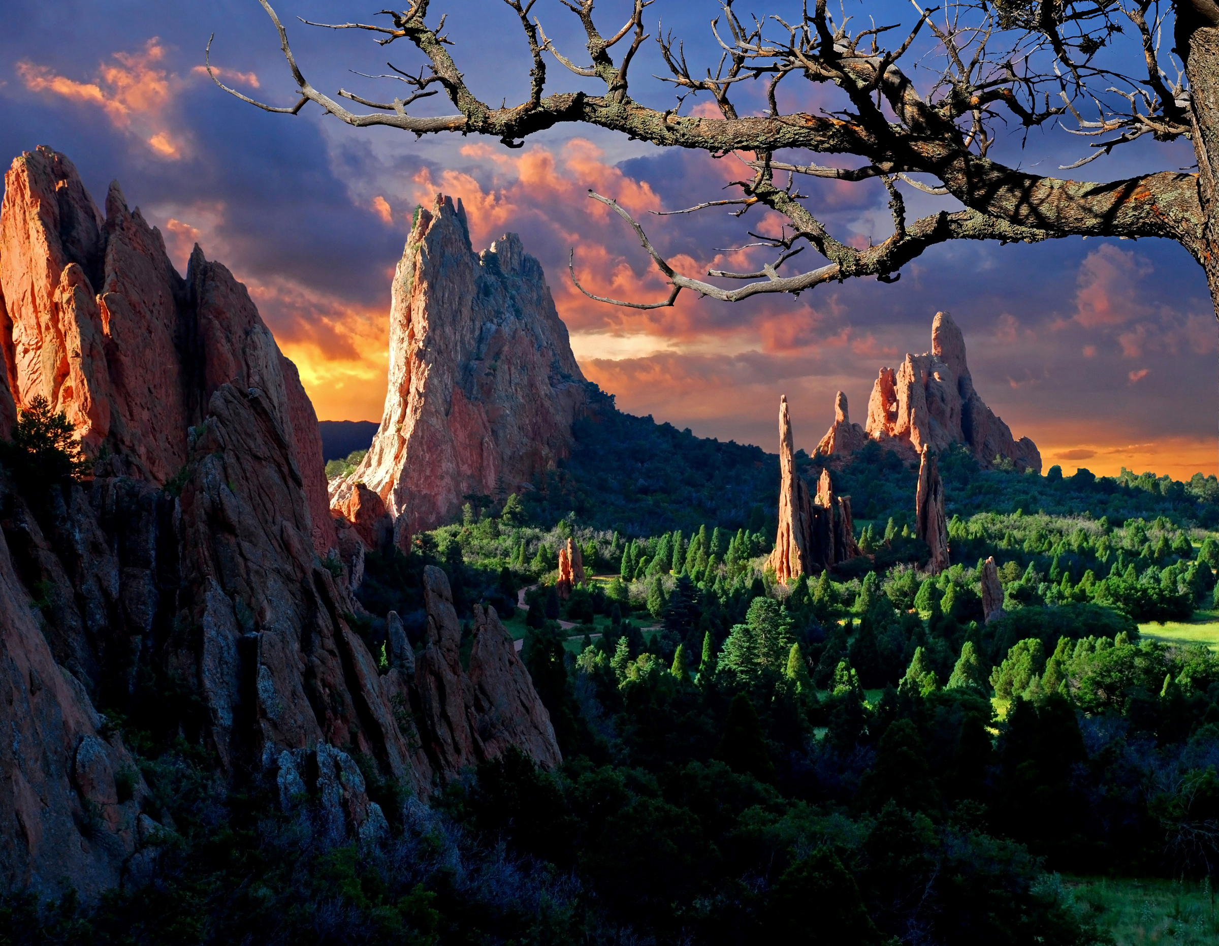 Springtime in "Garden of the Gods" in Colorado