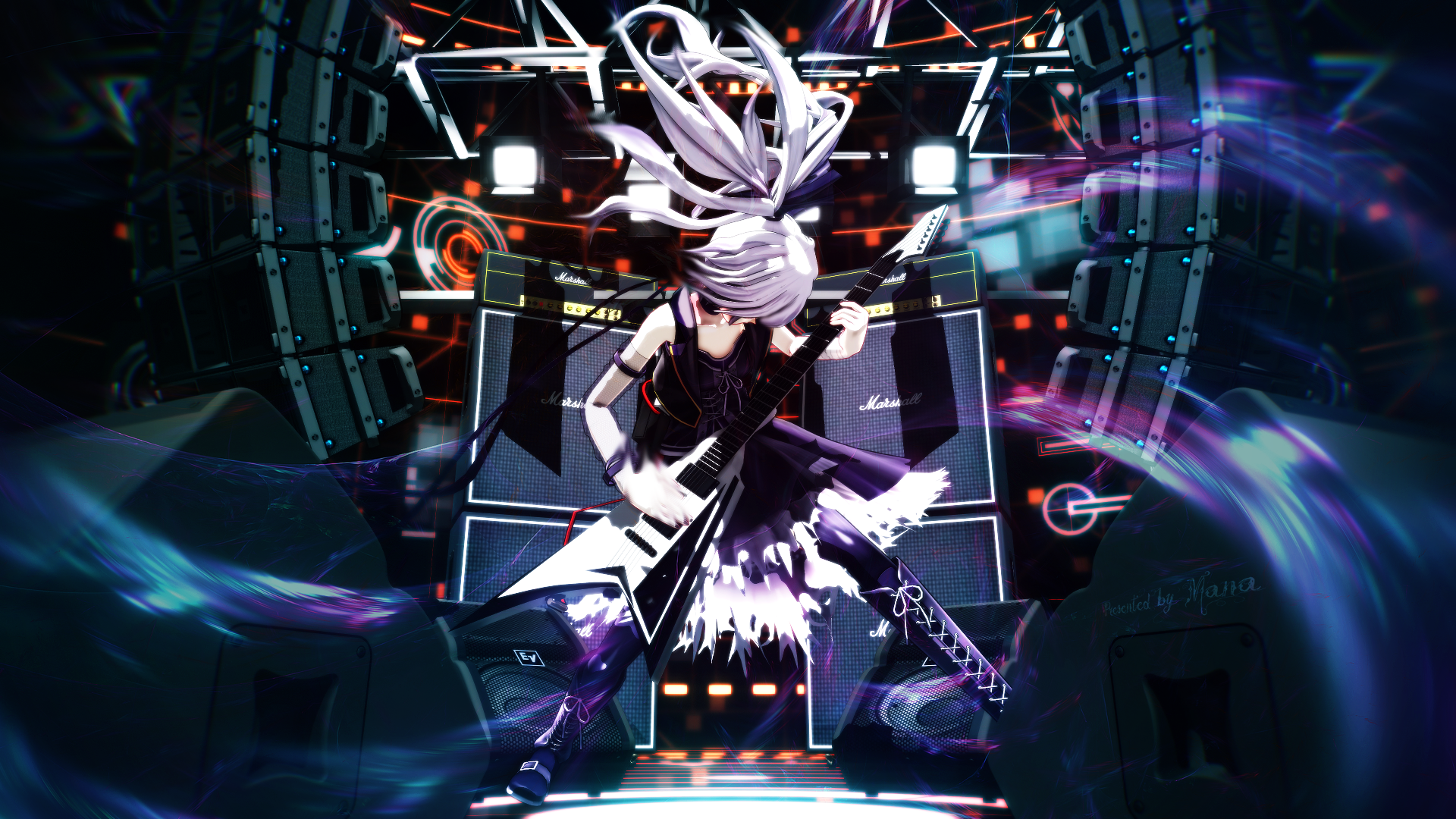 Download Stage Guitar V Flower (Vocaloid) Anime Vocaloid HD Wallpaper