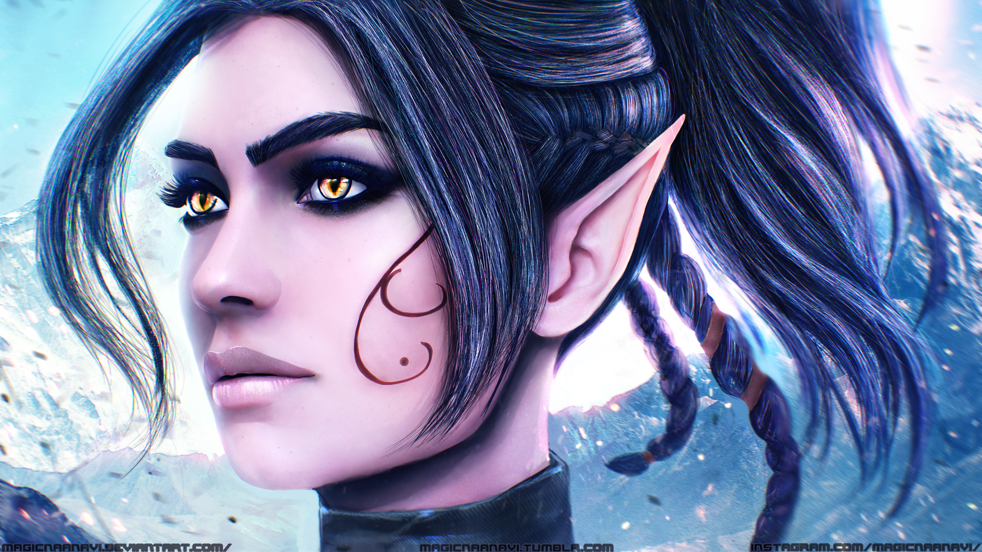 Download Sebille (DivinityOriginal Sin 2) Pointed Ears Black Hair Long Hair Video Game Divinity