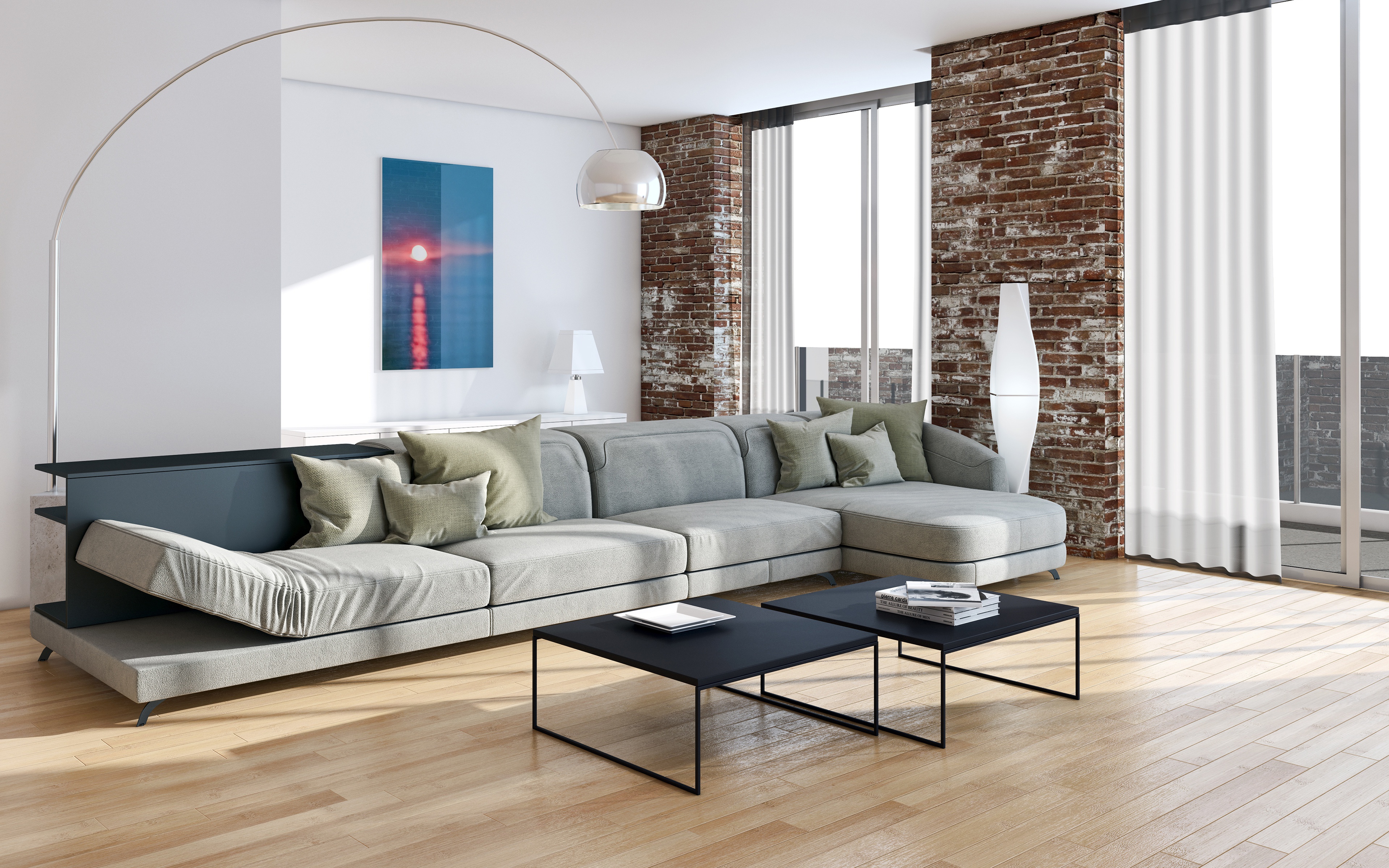 Download Furniture Sofa Living Room Man Made Room 4k Ultra HD Wallpaper