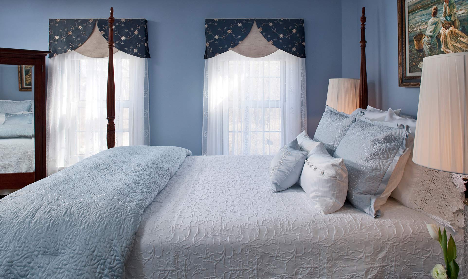 Serene Blue Bedroom HD Wallpaper