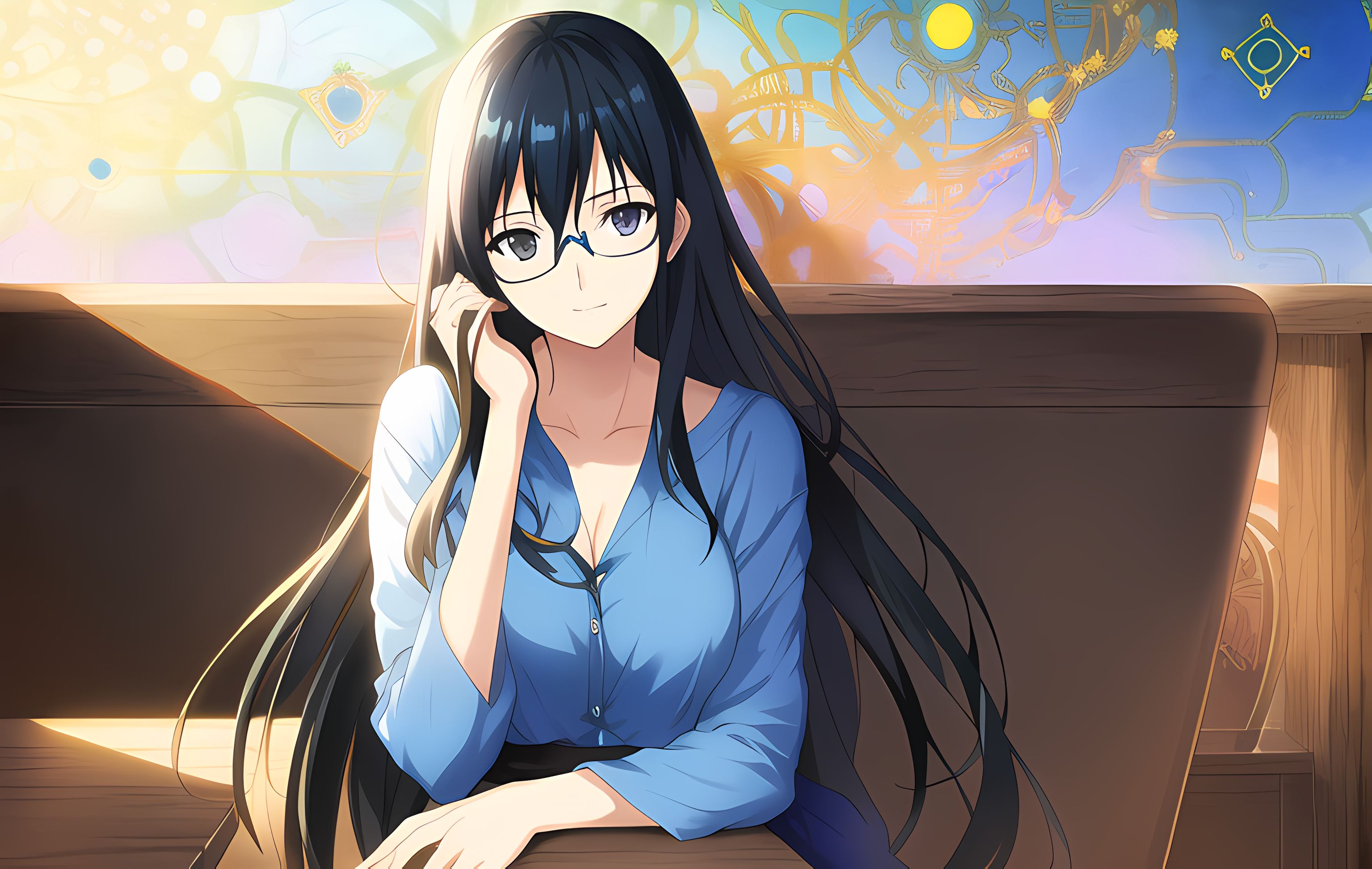 Blue dress anime girl by vicky20188