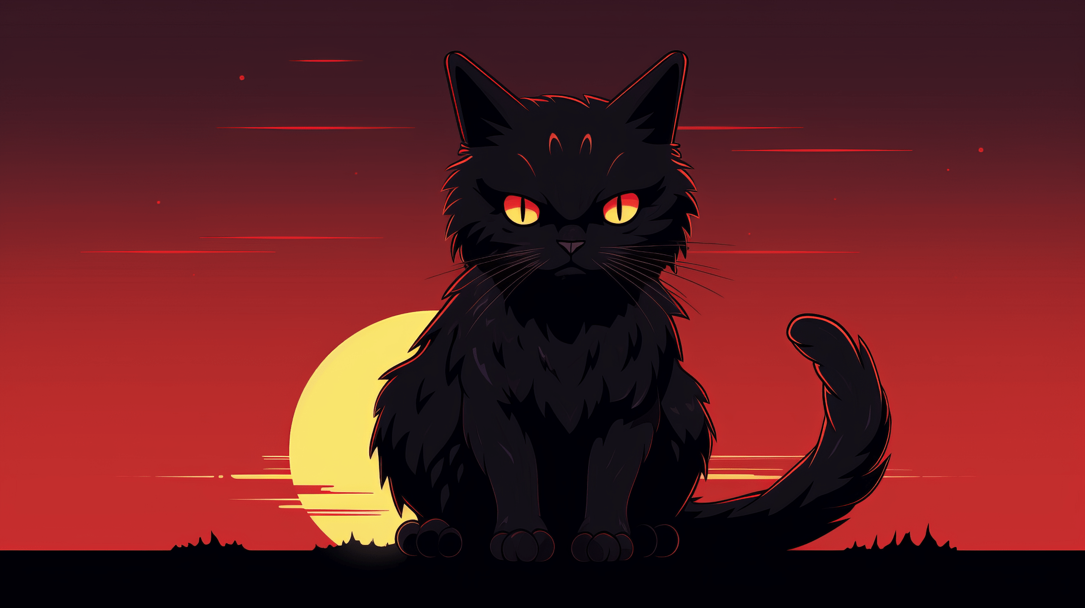 Majestic Black Cat HD Wallpaper Sunset Silhouette
