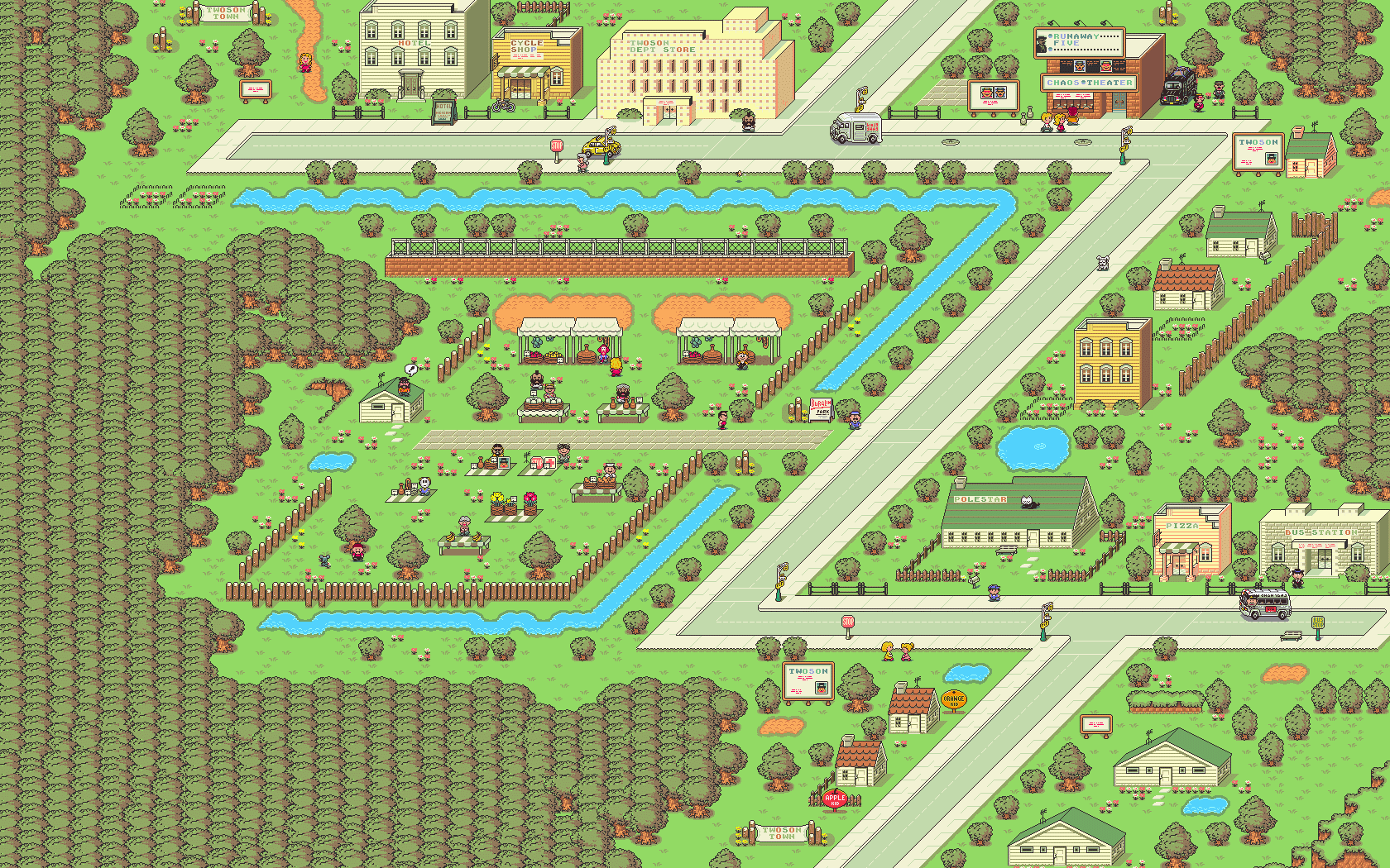 Download Video Game Earthbound Map Illustration Nature Wallpaper