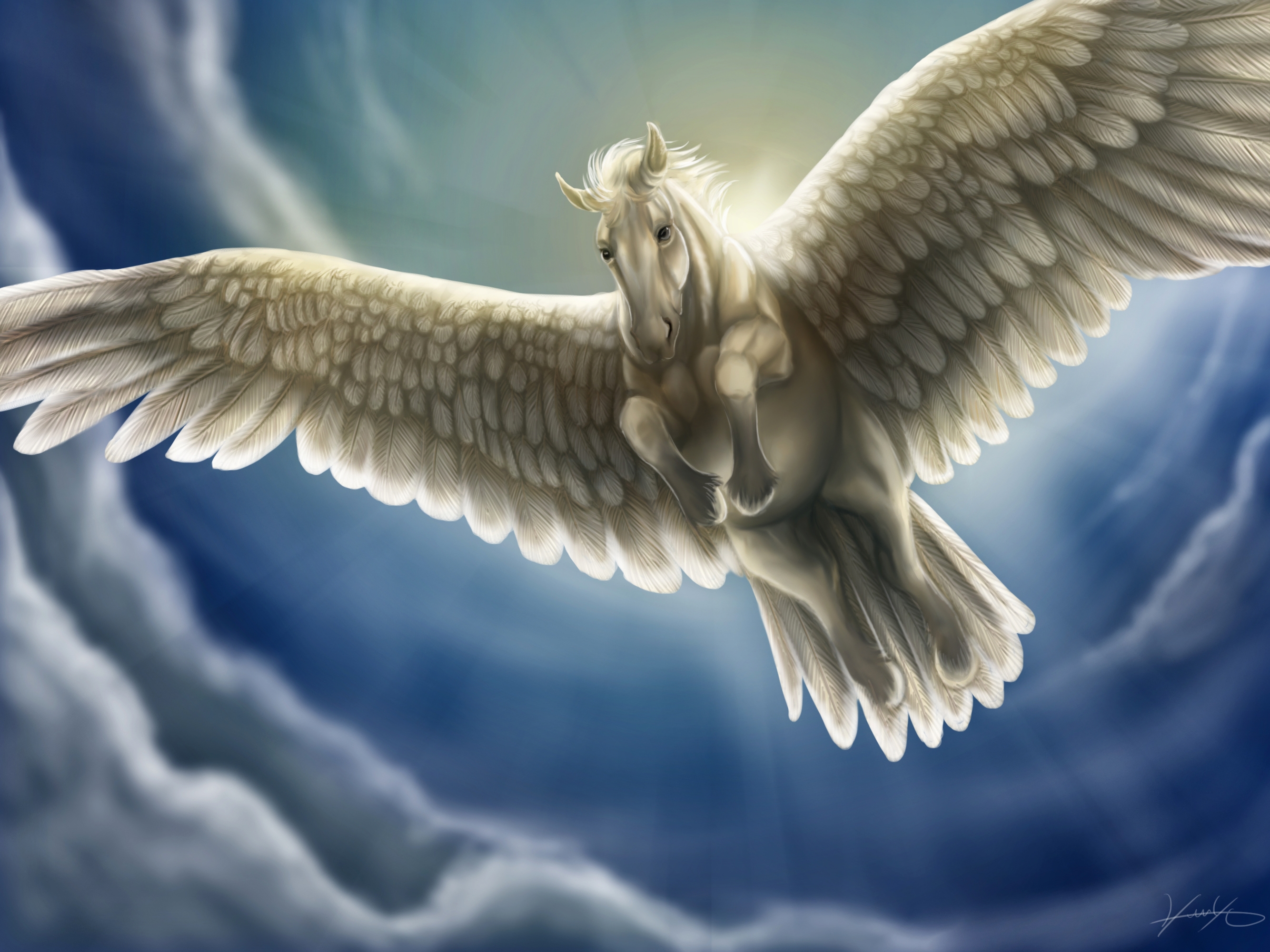 Majestic Pegasus HD Fantasy Wallpaper by GoldenPhoenix100