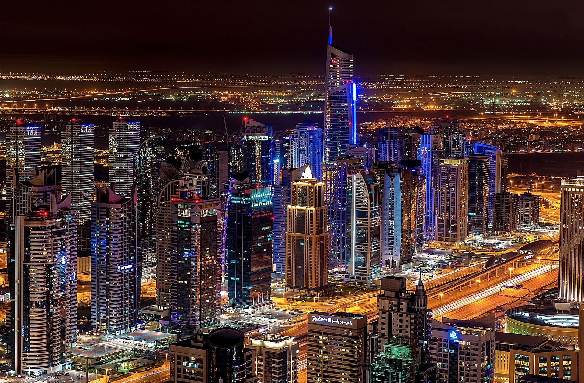 Download Night Skyscraper Man Made Dubai HD Wallpaper