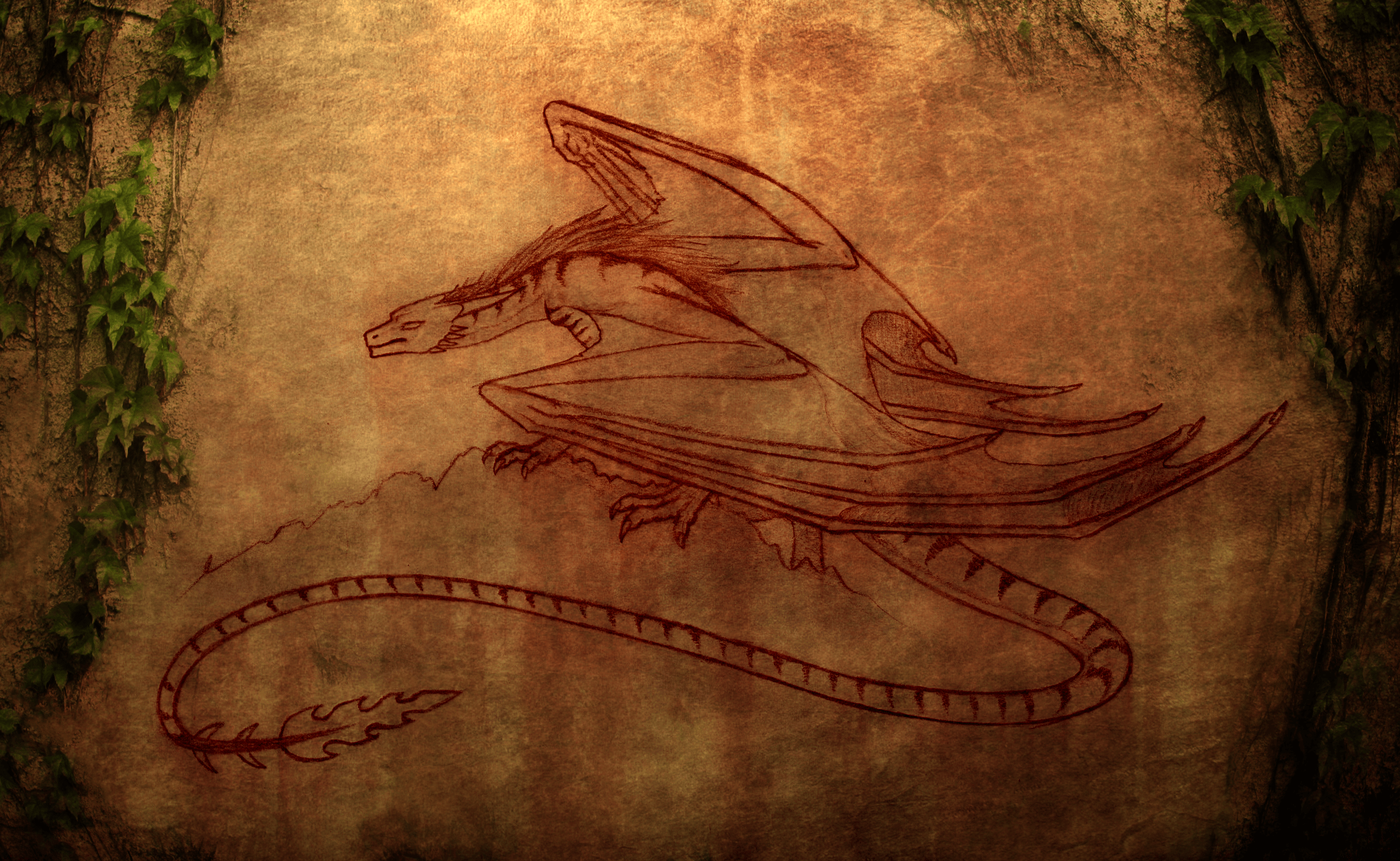 Dragon cave painting HD Wallpaper Background Image 2608x1604 ID