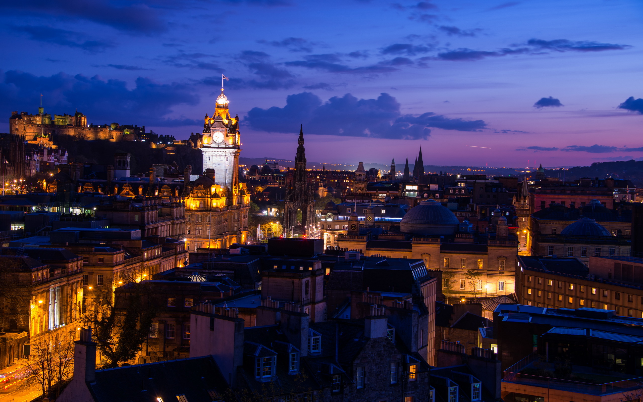 Download Cityscape City Scotland Light Night Man Made Edinburgh HD