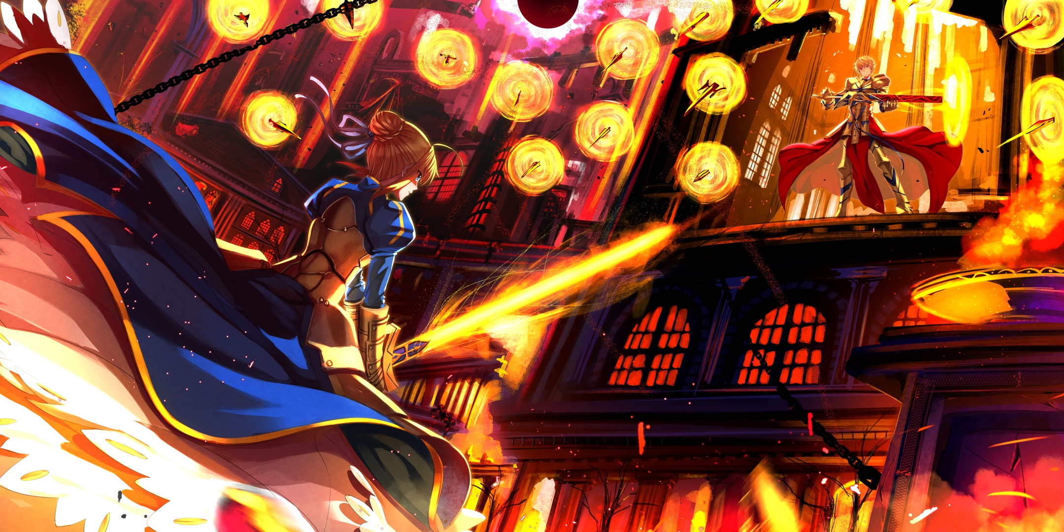 Epic Showdown Artoria vs Gilgamesh HD Fate/Stay Night Wallpaper by