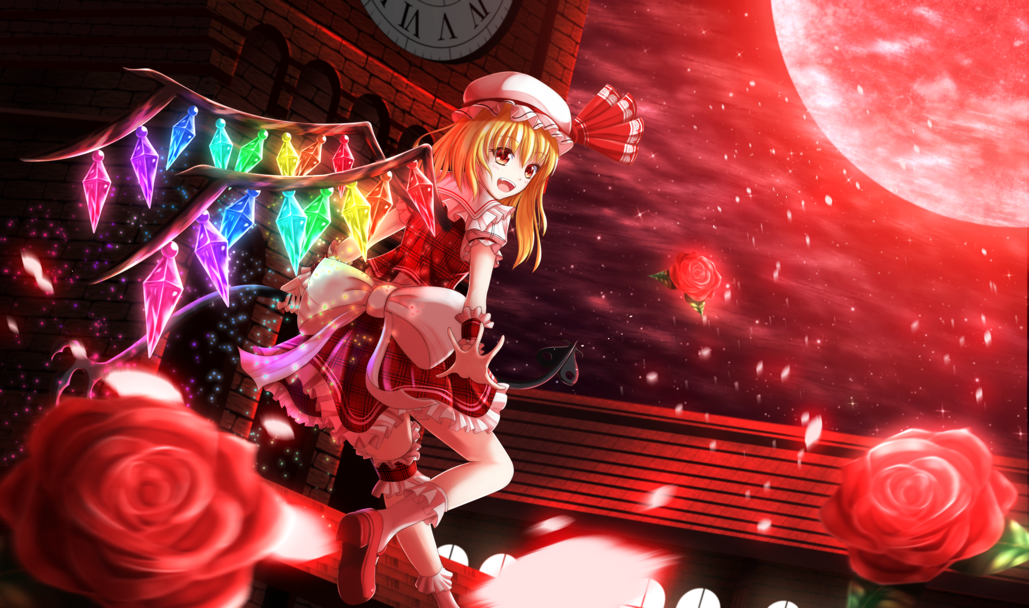 Download Blood Moon Flandre Scarlet Anime Touhou HD Wallpaper