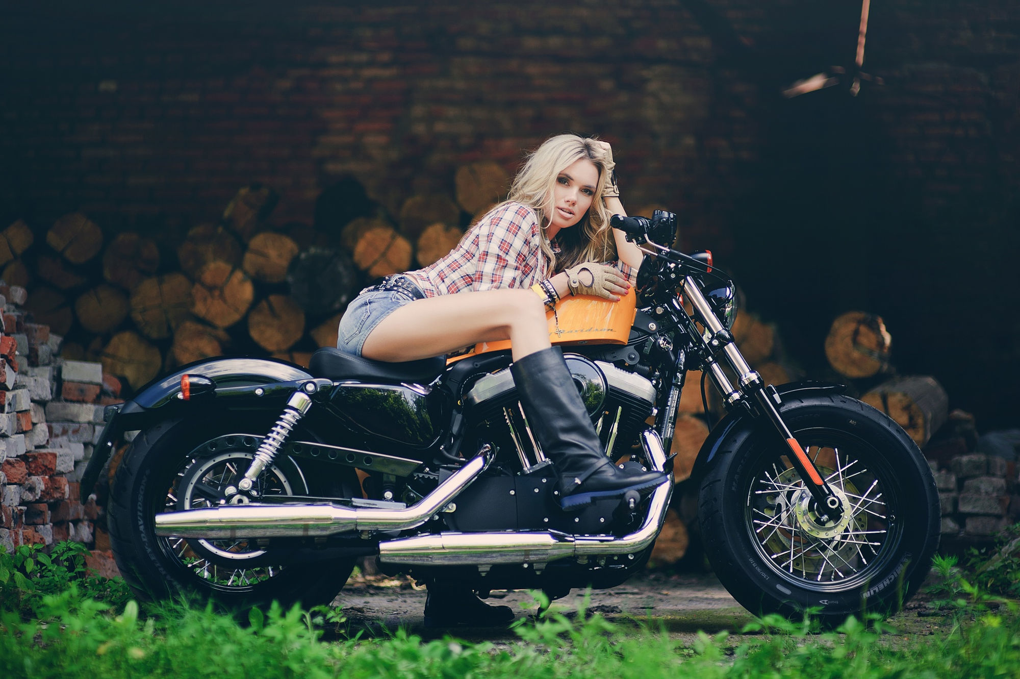Blonde Beauty on a Harley HD Wallpaper for Girls & Motorcycles