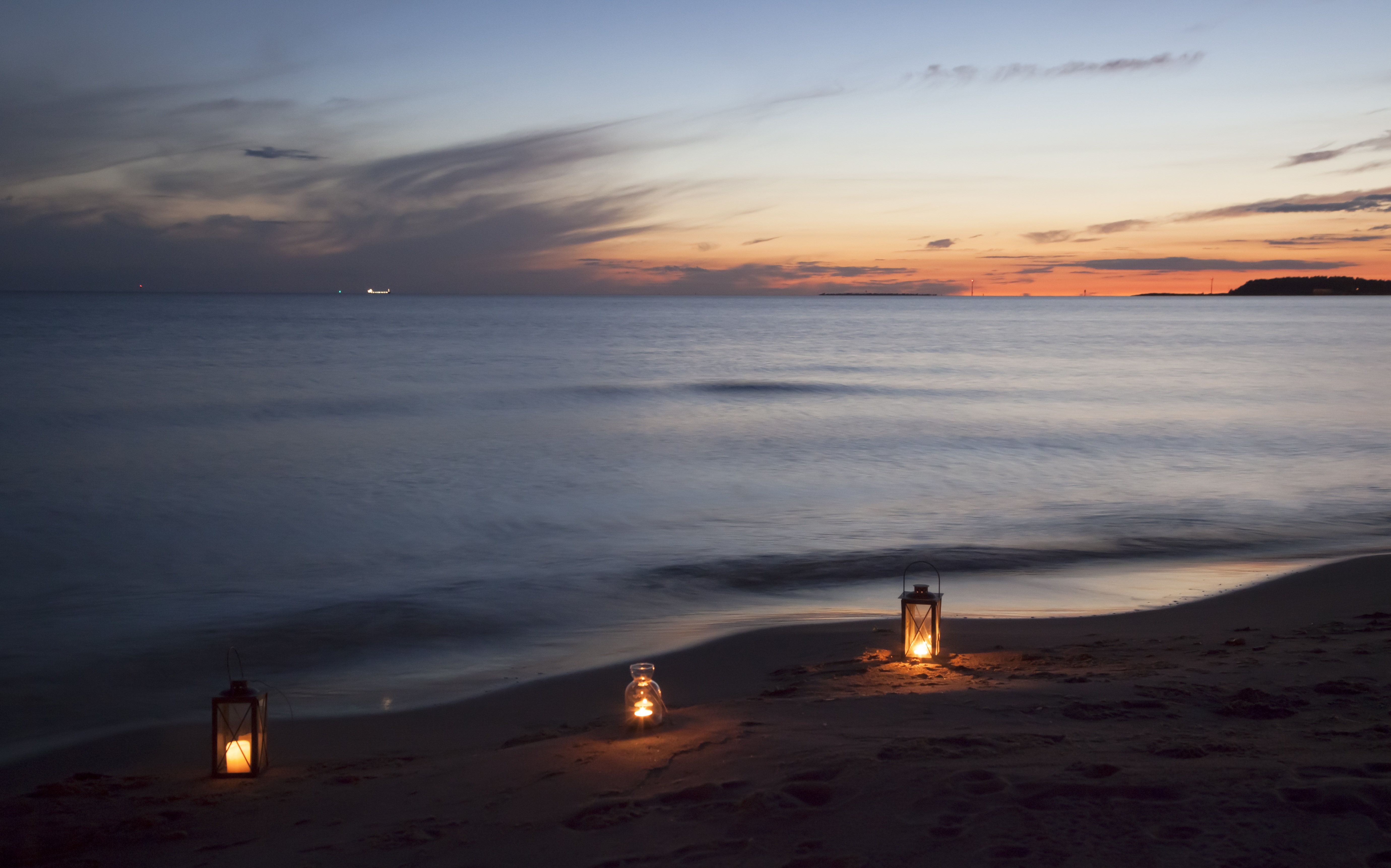 Download Horizon Sunset Lantern Sea Ocean Photography Beach 4k Ultra HD