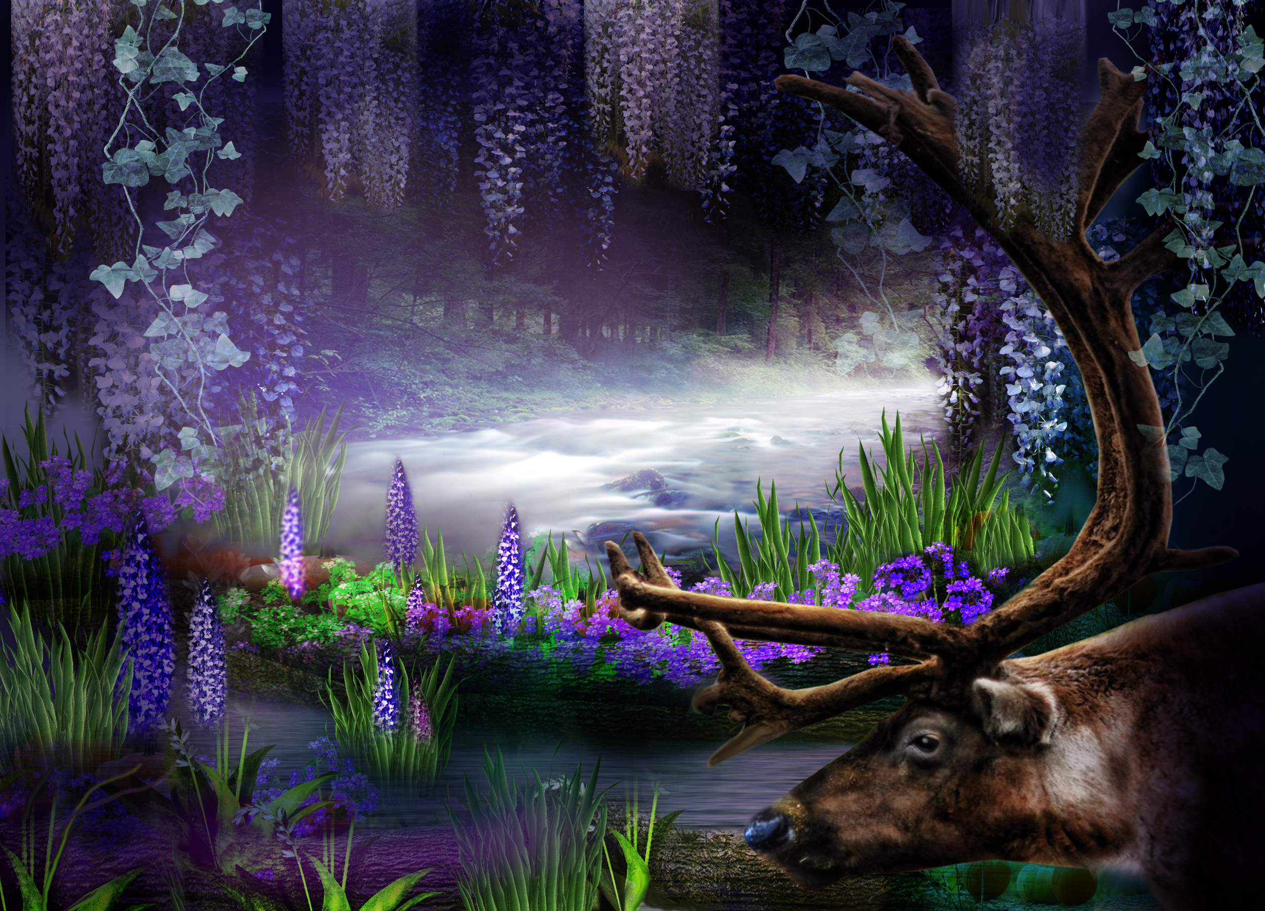 Purple Fantasy Forest HD Wallpaper Background Image