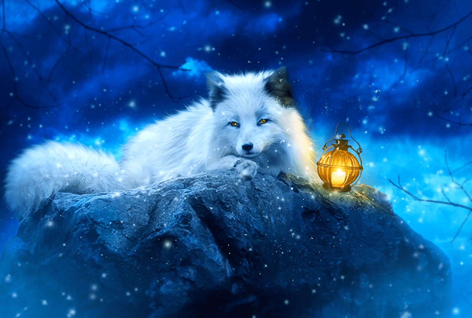 Enchanting Fox in a Fantasy Landscape HD Wallpaper
