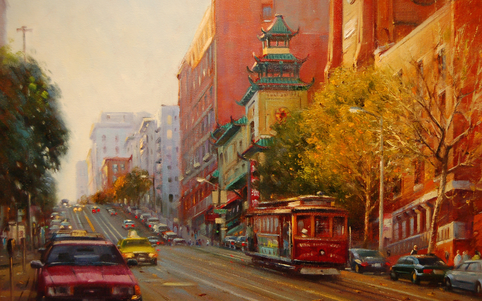 Painting of San Francisco HD Wallpaper Background Image 1920x1200