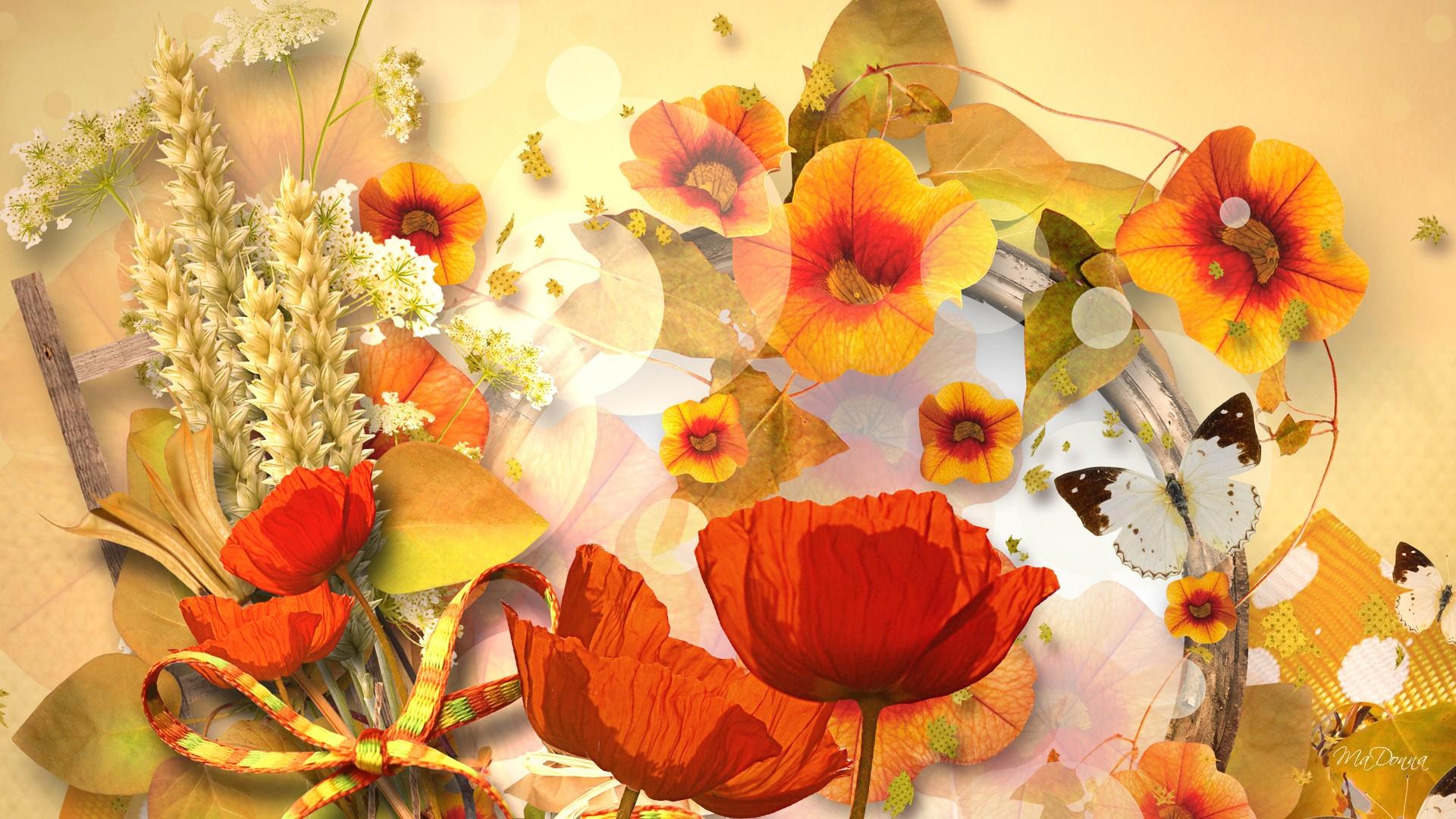 Autumn Flowers By Madonna Hd Wallpaper | Background Image | 1920X1080