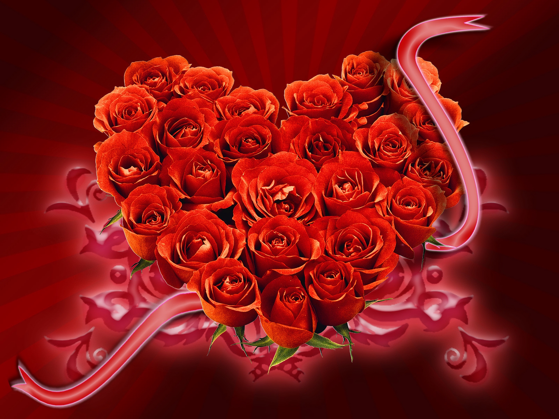 Download Heartshaped Red Flower Love Rose Red Artistic Heart HD Wallpaper