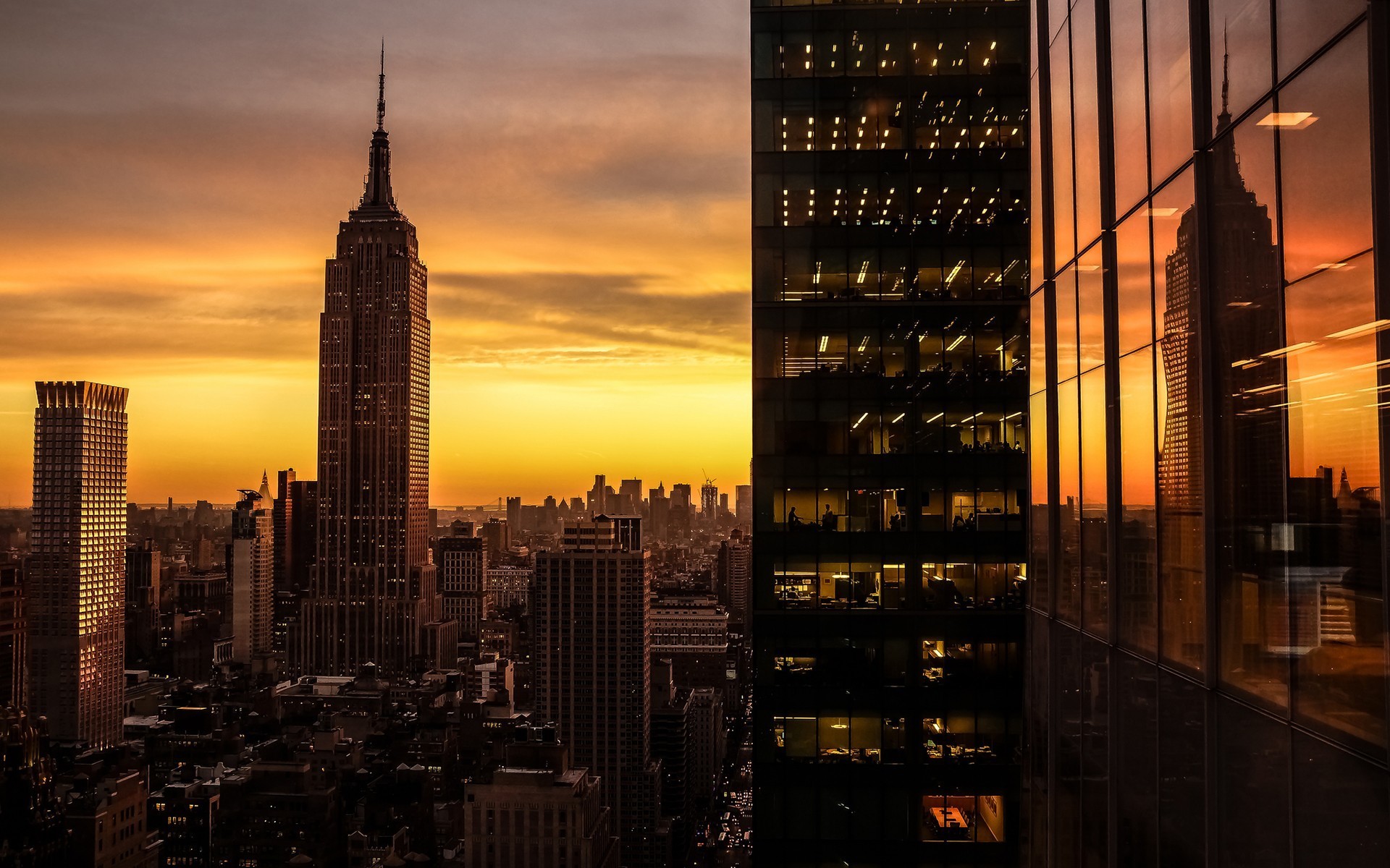 New York City at Sunset HD Wallpaper Background Image
