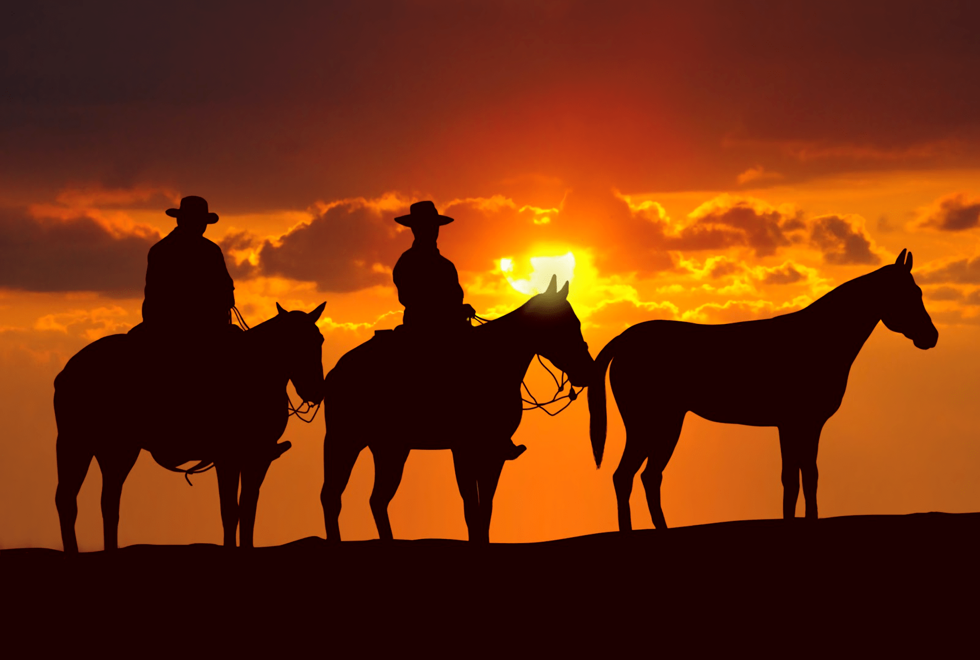 Cowboys in the Sunset HD Wallpaper Background Image 1920x1294 ID