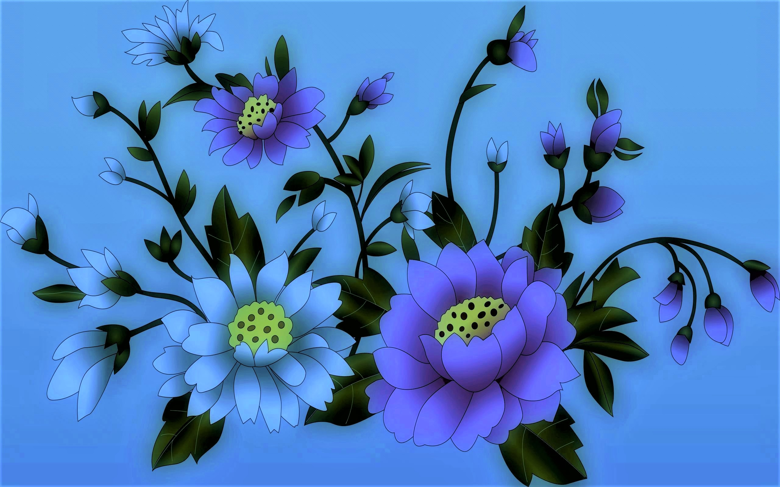 Download Blue Floral Artistic Flower HD Wallpaper