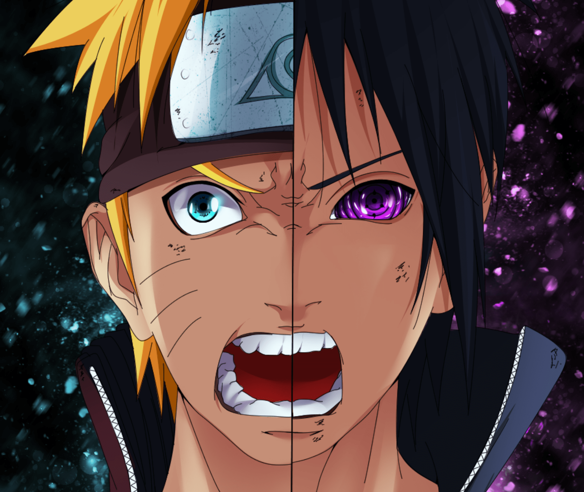 Naruto And Sasuke Half