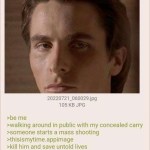 ﻿Anonymous 07/21/22(Thu)06.05.34 No.882427104 20220721_060029 jpg 105 KB JPG >be me >walking around in public with my concealed carry >someone starts a mass shooting >thisismytime appimage >kill and save untold lives >go to court >get charged with murder of a federal agent >mfw him