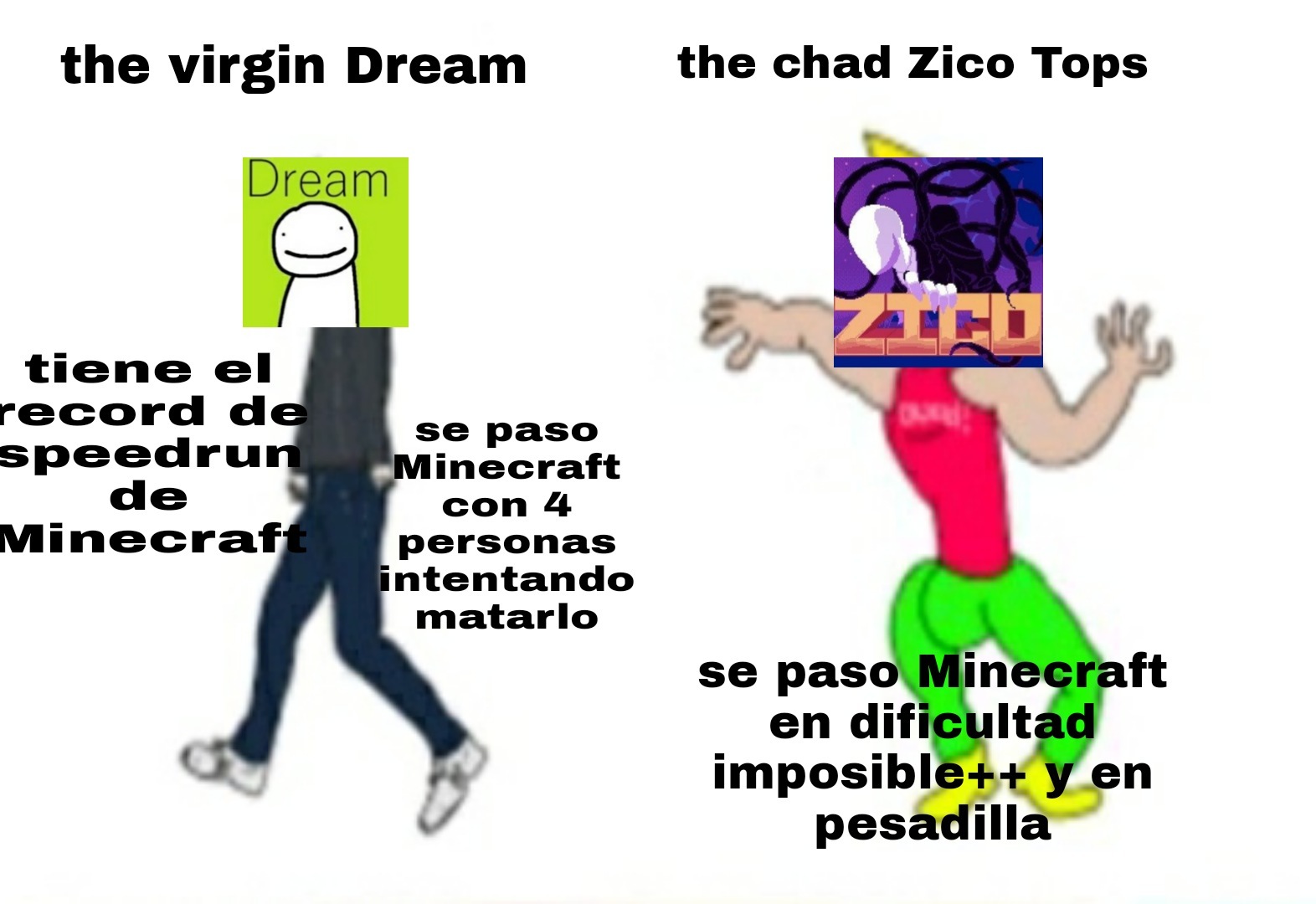 El titulo esta subscrito a Dream y a Zico Tops Meme subido por Amdy
