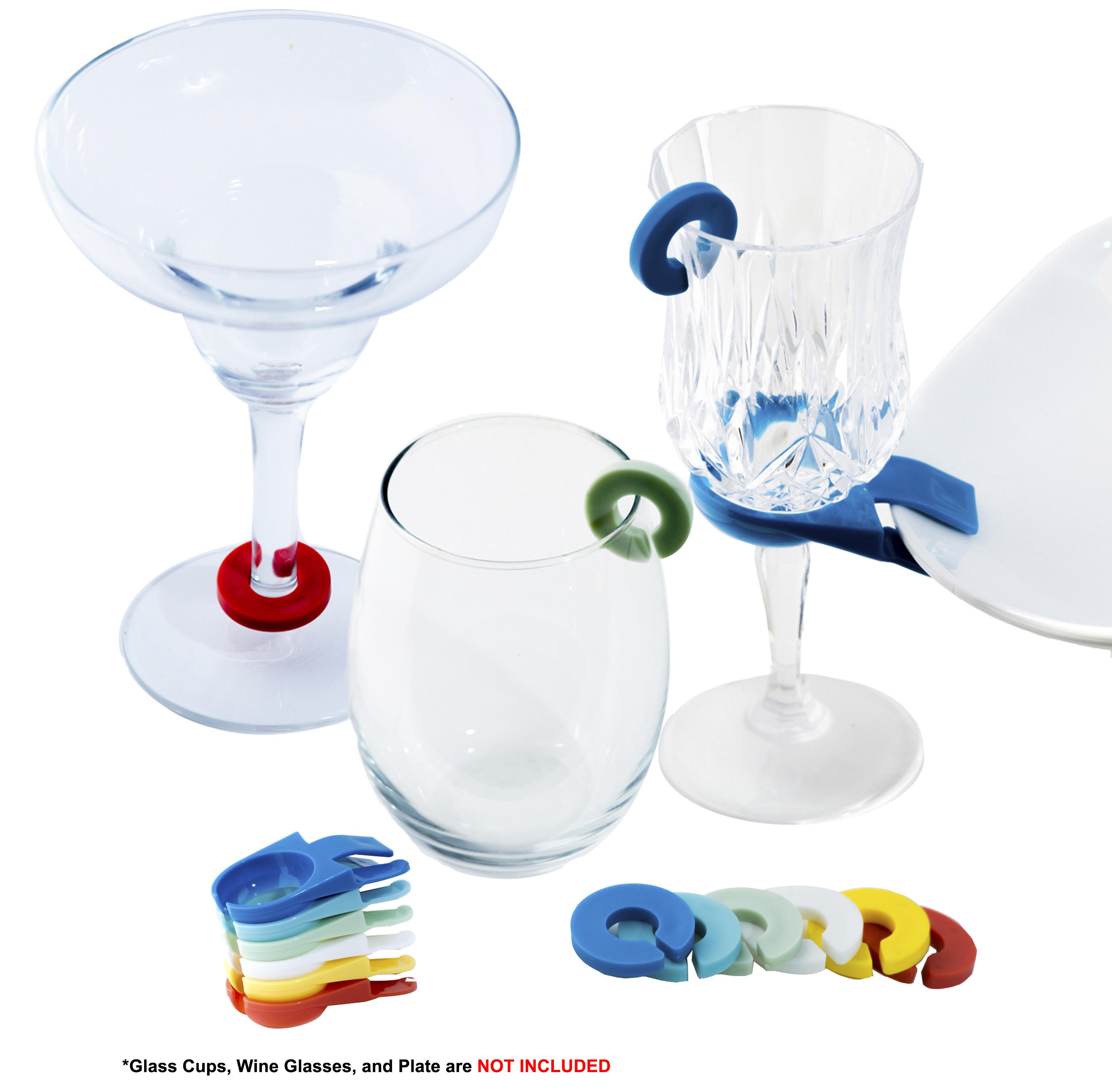12 Pcs Wine Glass Holder Plate Clips & Party Drink Markers Set