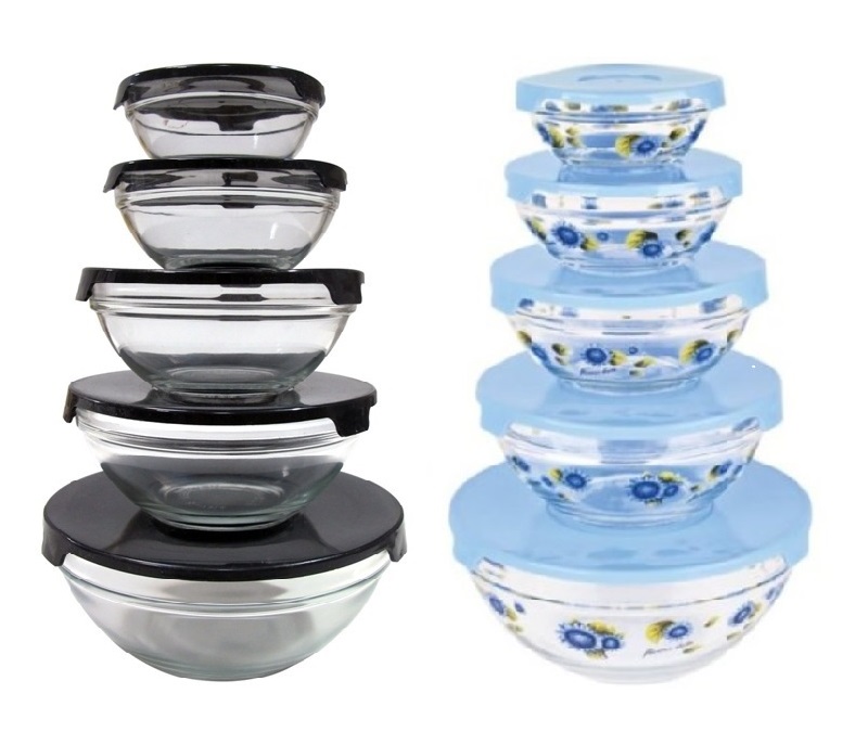 10 Pcs Glass Lunch Bowls Glass Food Storage Containers Set With Lids