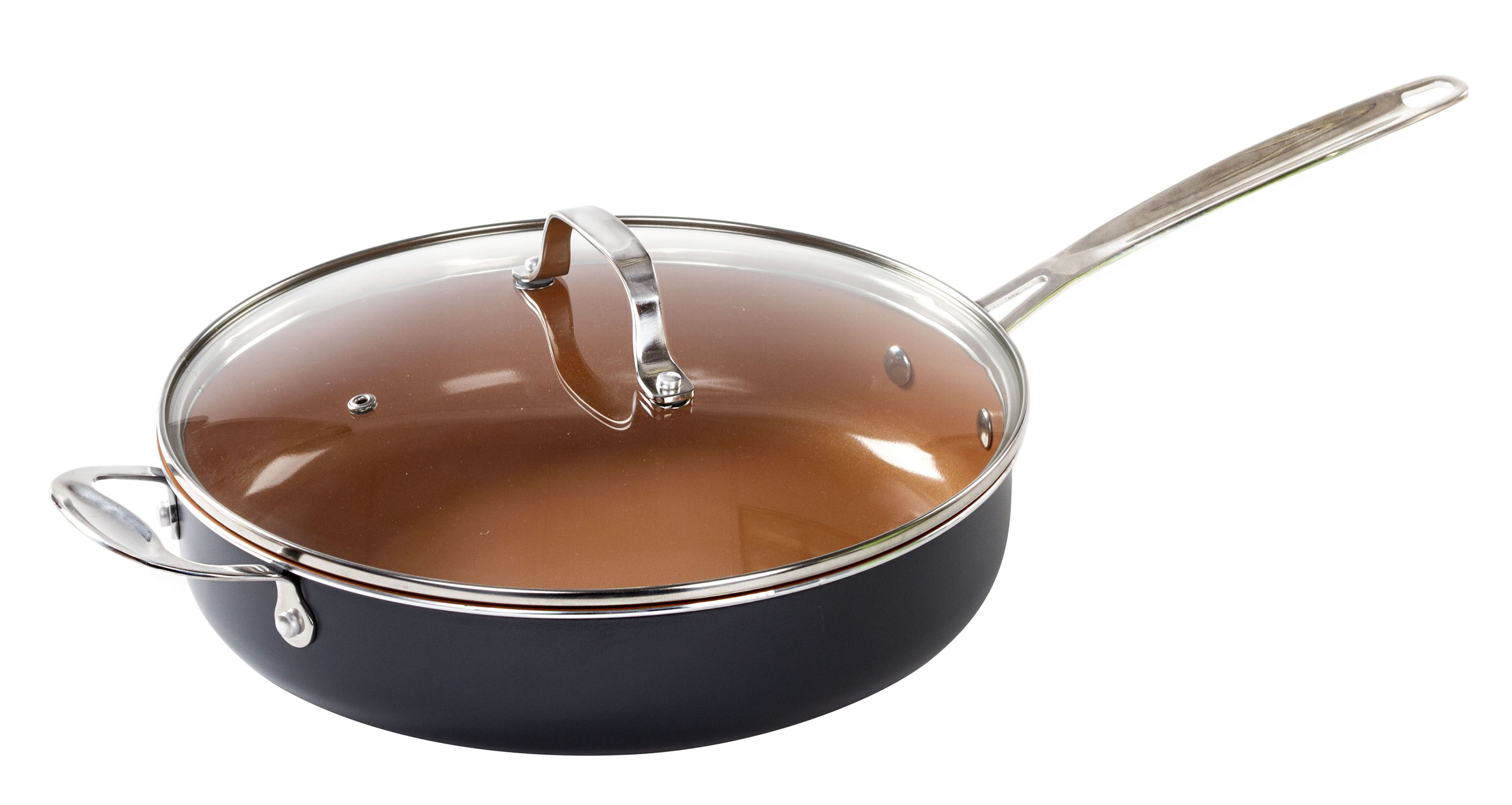 Copper Coated Saute Pan With Lid 11 Inch Non Stick Ceramic Saute Pan eBay