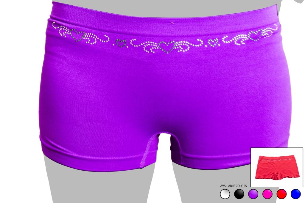 Comfortable Boy Shorts For Women with Rhinestones Pack of 6 Boyshorts