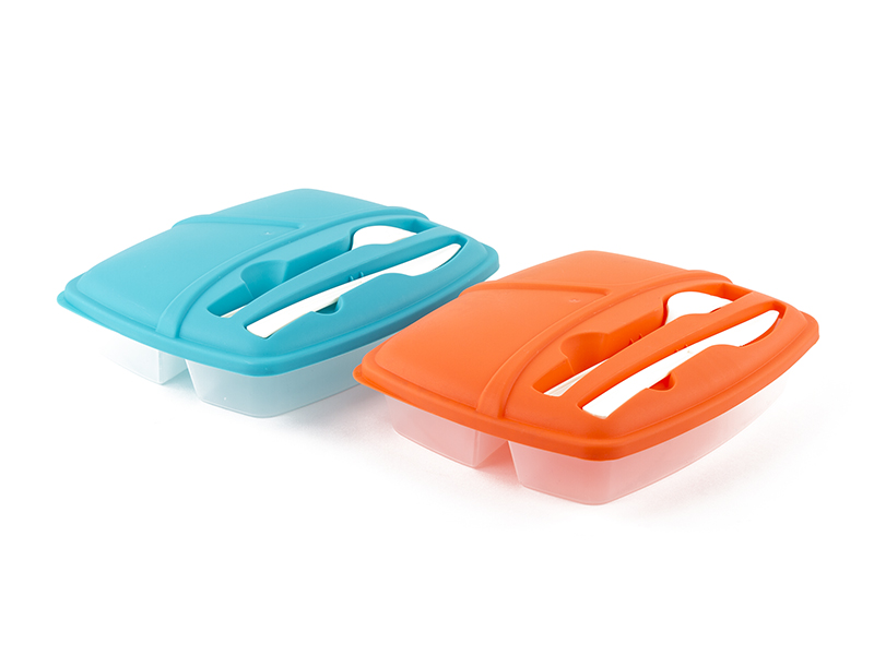 Pack of 2 Plastic Bento Lunch Box Set with Utensils Food Storage